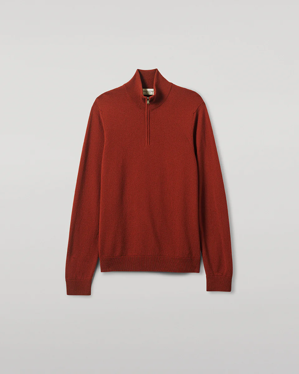 Cashmere Dark Red Zip Neck Jumper - Image 2
