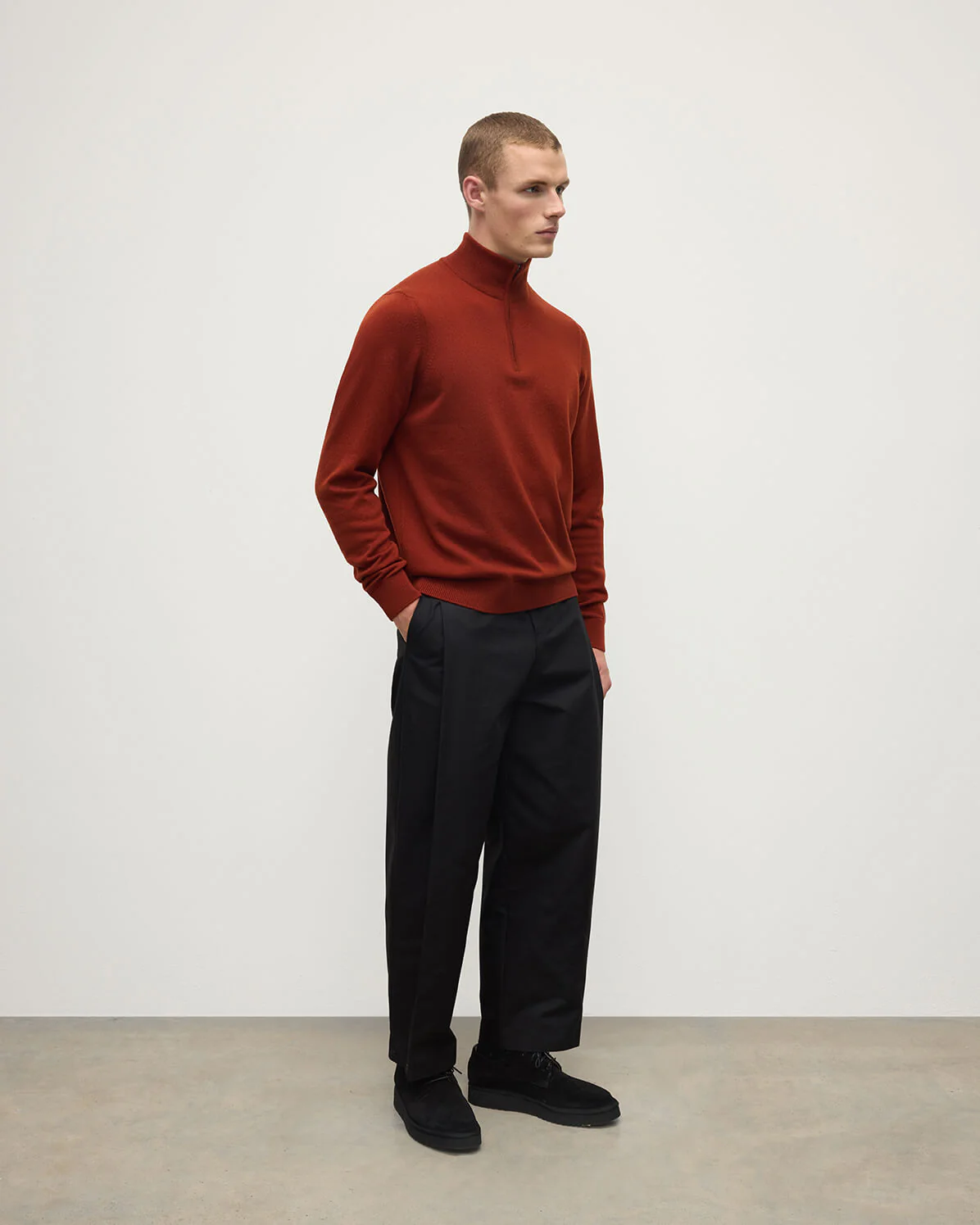 Cashmere Dark Red Zip Neck Jumper - Image 3