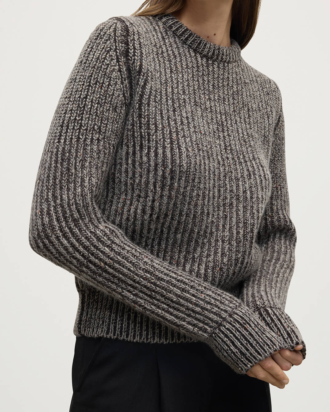 High Neck Donegal Cashmere Brown Jumper - Image 5