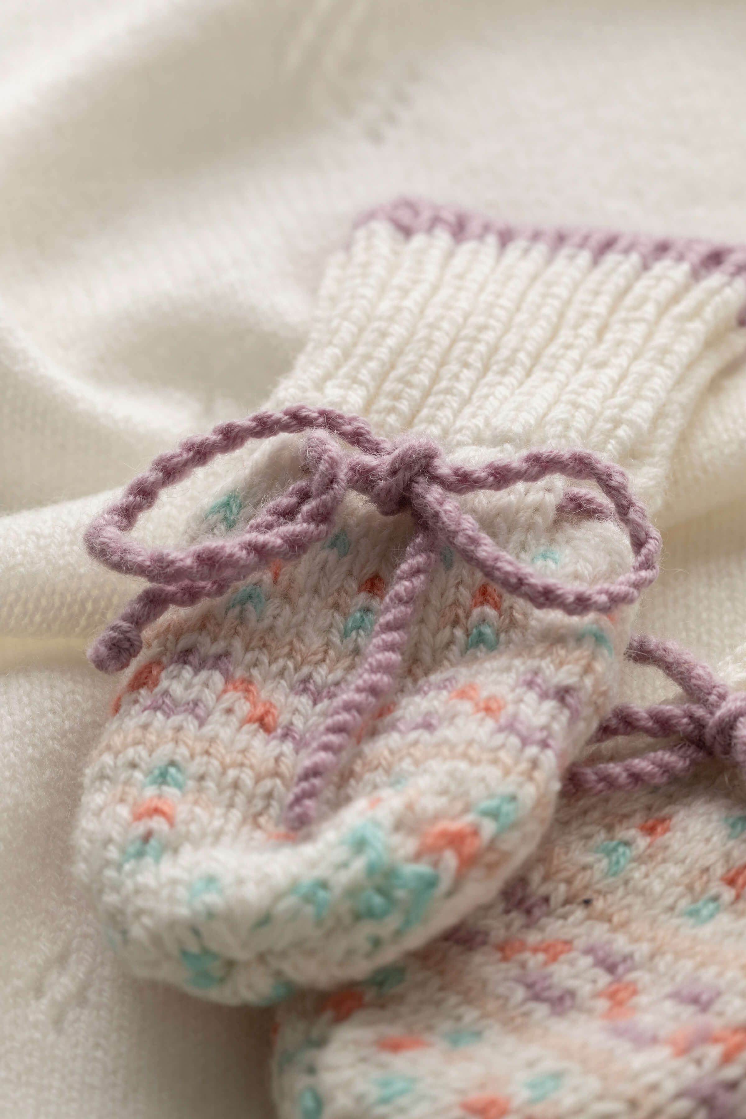 Pink Cashmere Fairisle Baby Mittens - Image 2