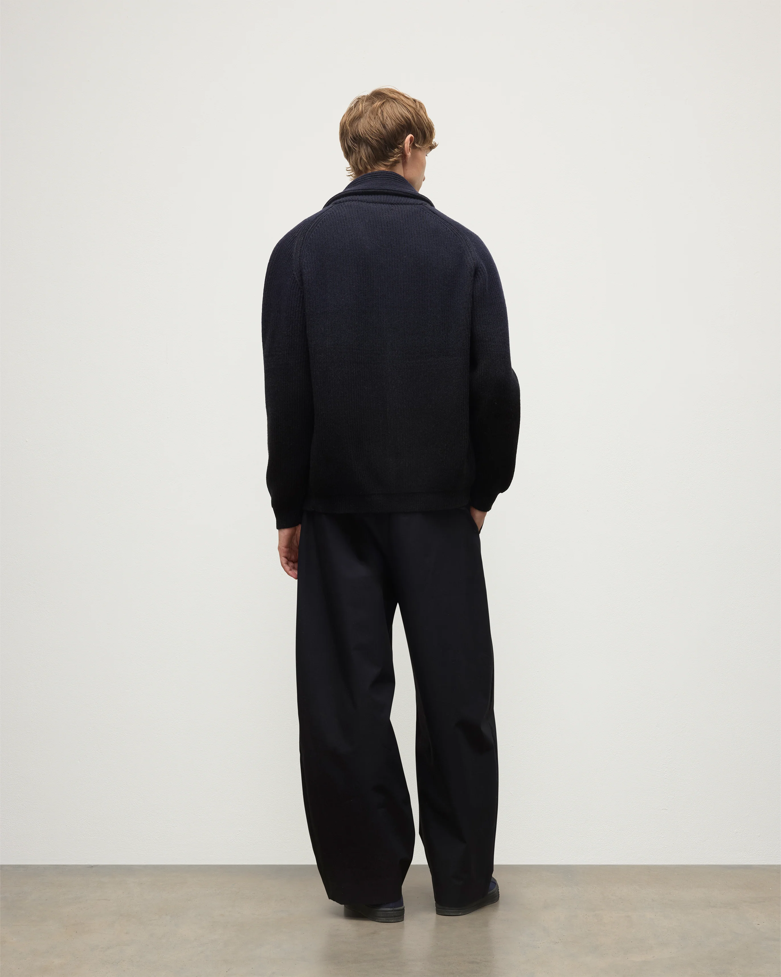 Pioneer Navy to Black Shawl Collar Cashmere Cardigan - Image 5