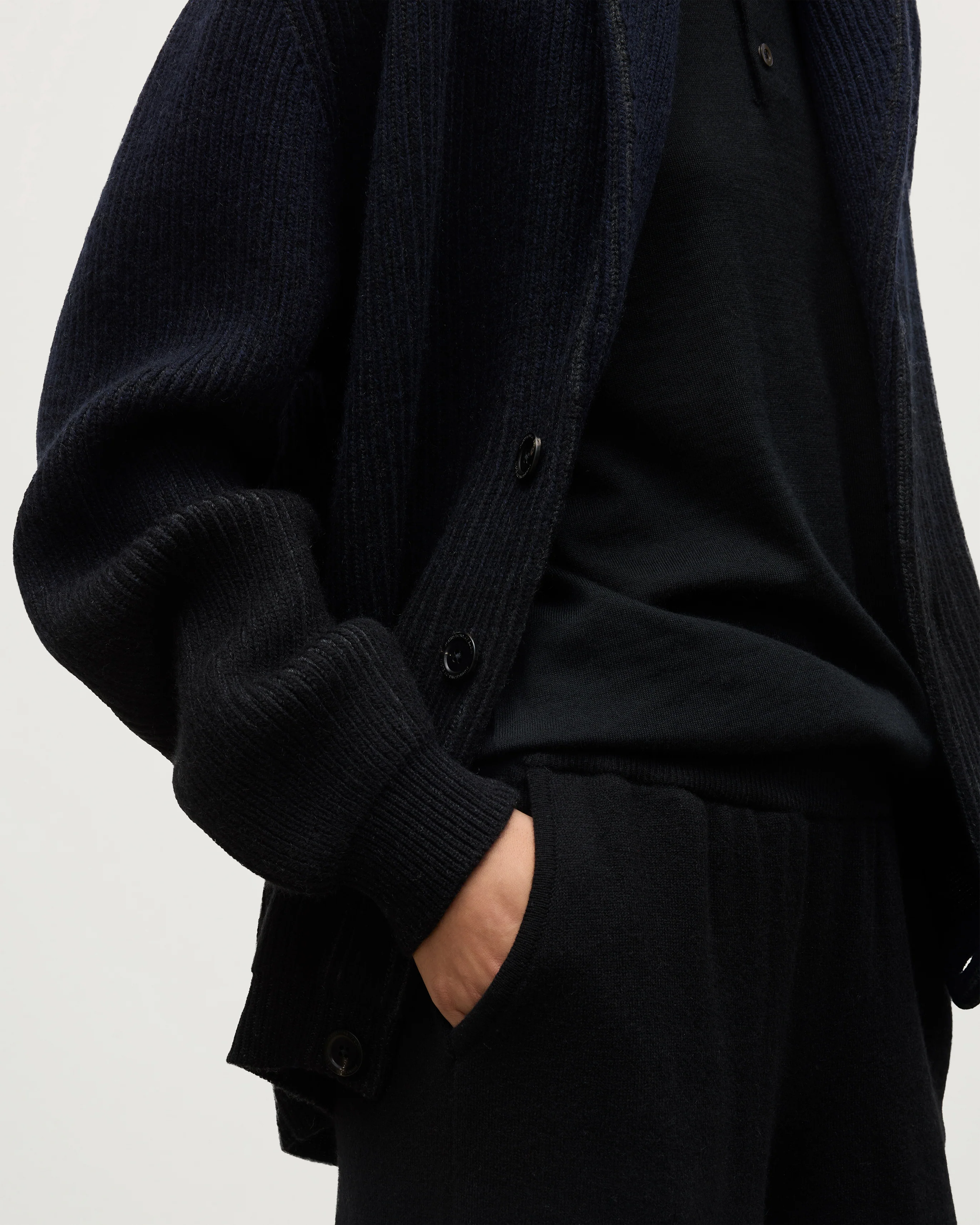 Pioneer Navy to Black Shawl Collar Cashmere Cardigan - Image 6