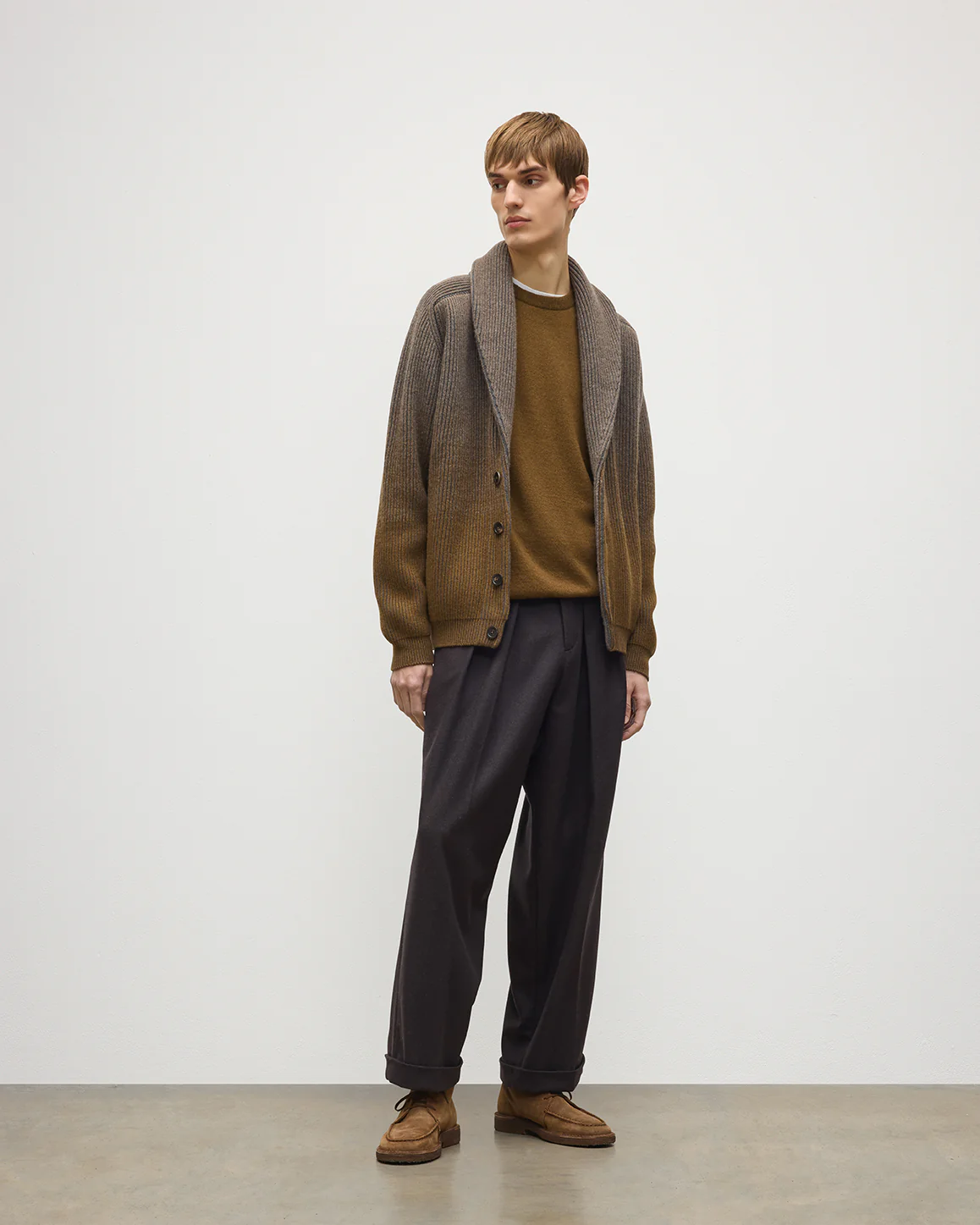 Pioneer Green Shawl Collar Cashmere Cardigan - Image 3