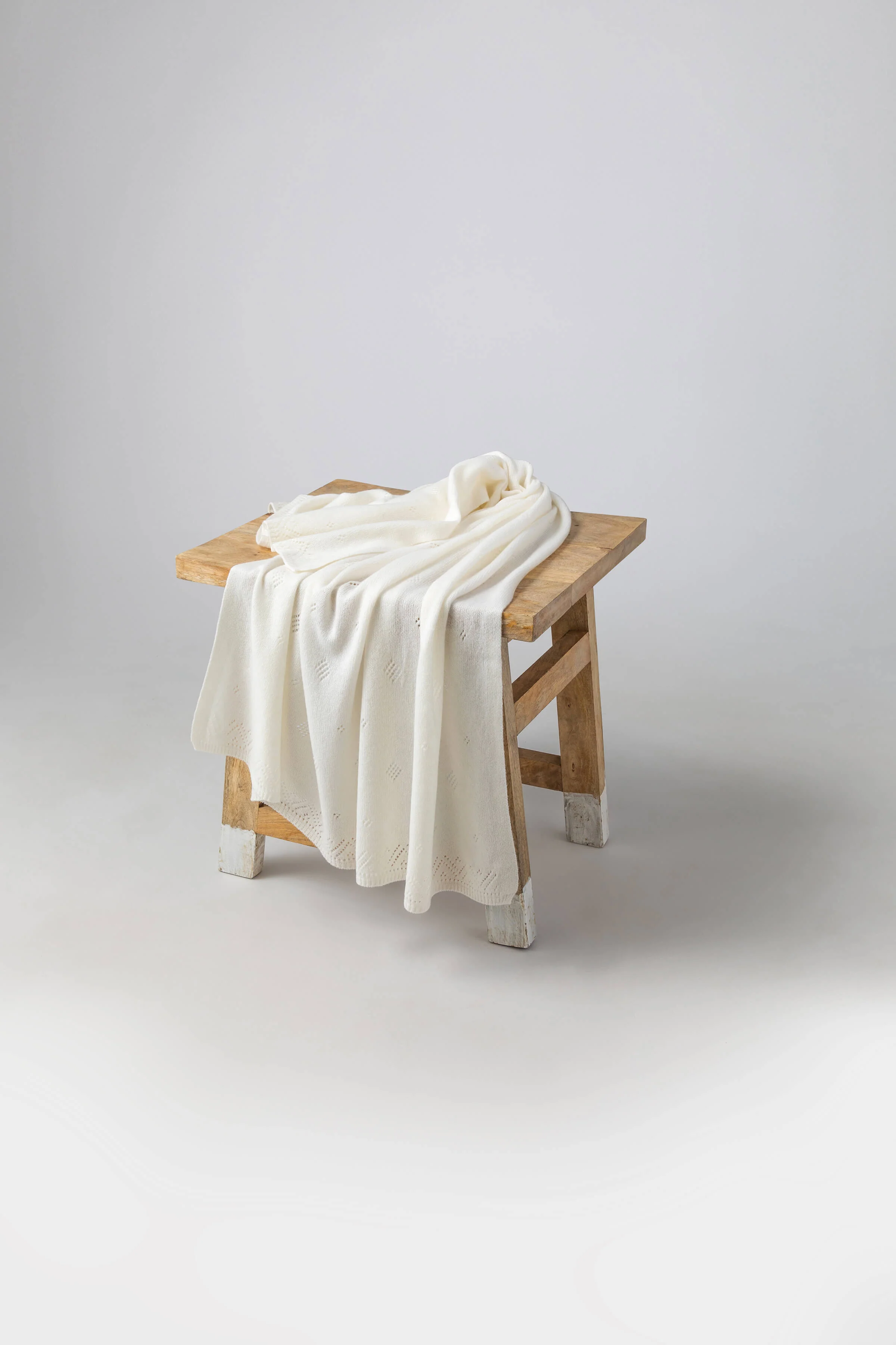 Pointelle White Cashmere Baby Blanket - Image 3
