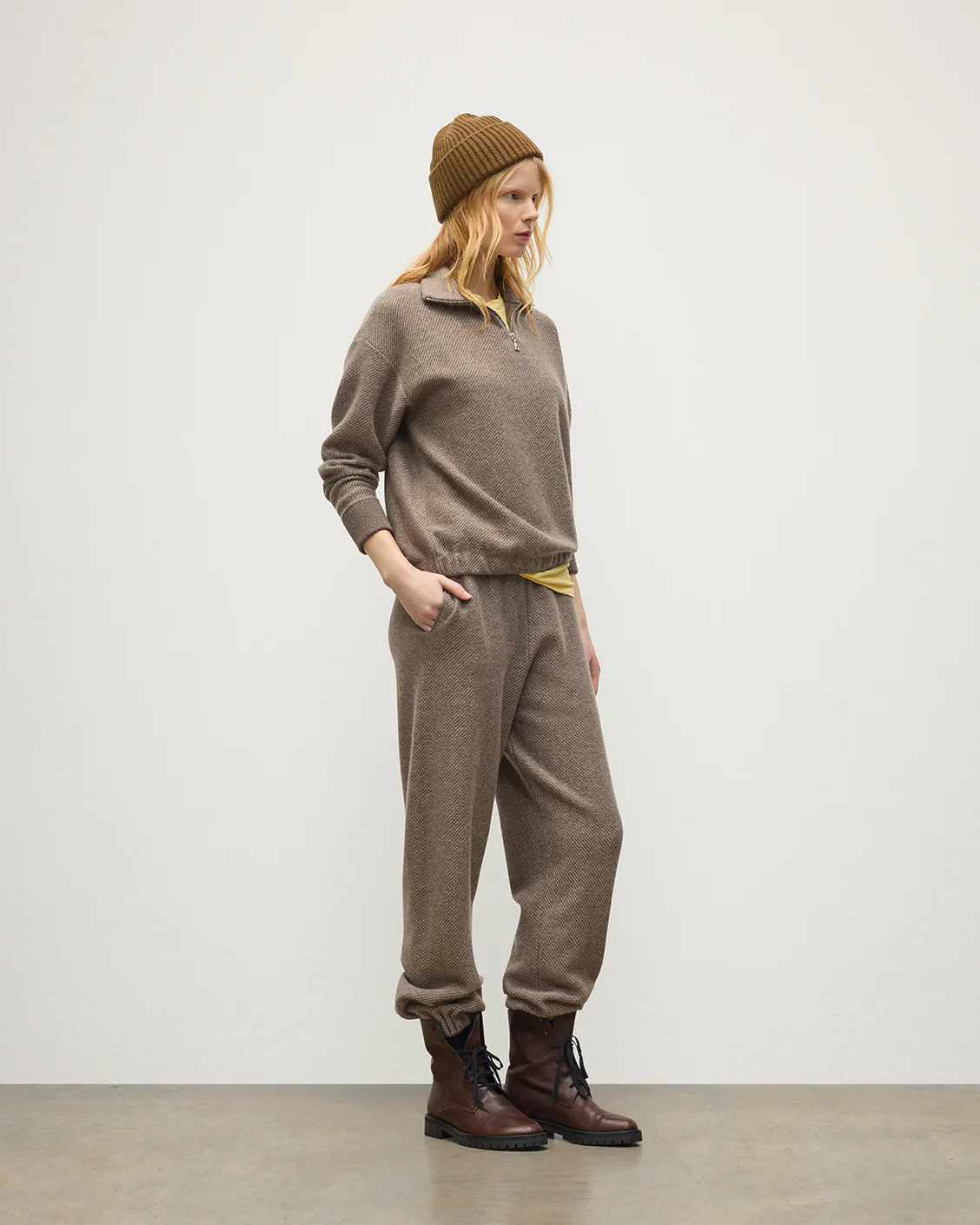 Reel Brown Cashmere Half Zip Jumper - Image 3