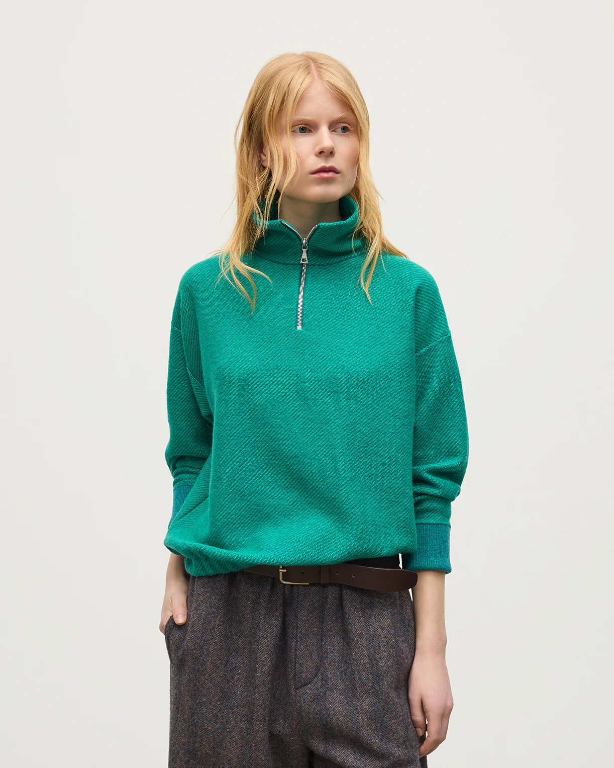 Reel Green Cashmere Half Zip Jumper - Image 5