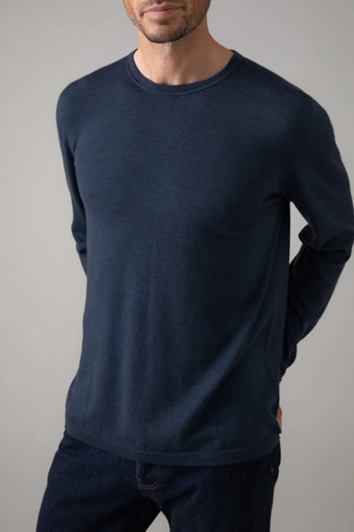 Relax Fit Merino Long Sleeve Blue T-shirt