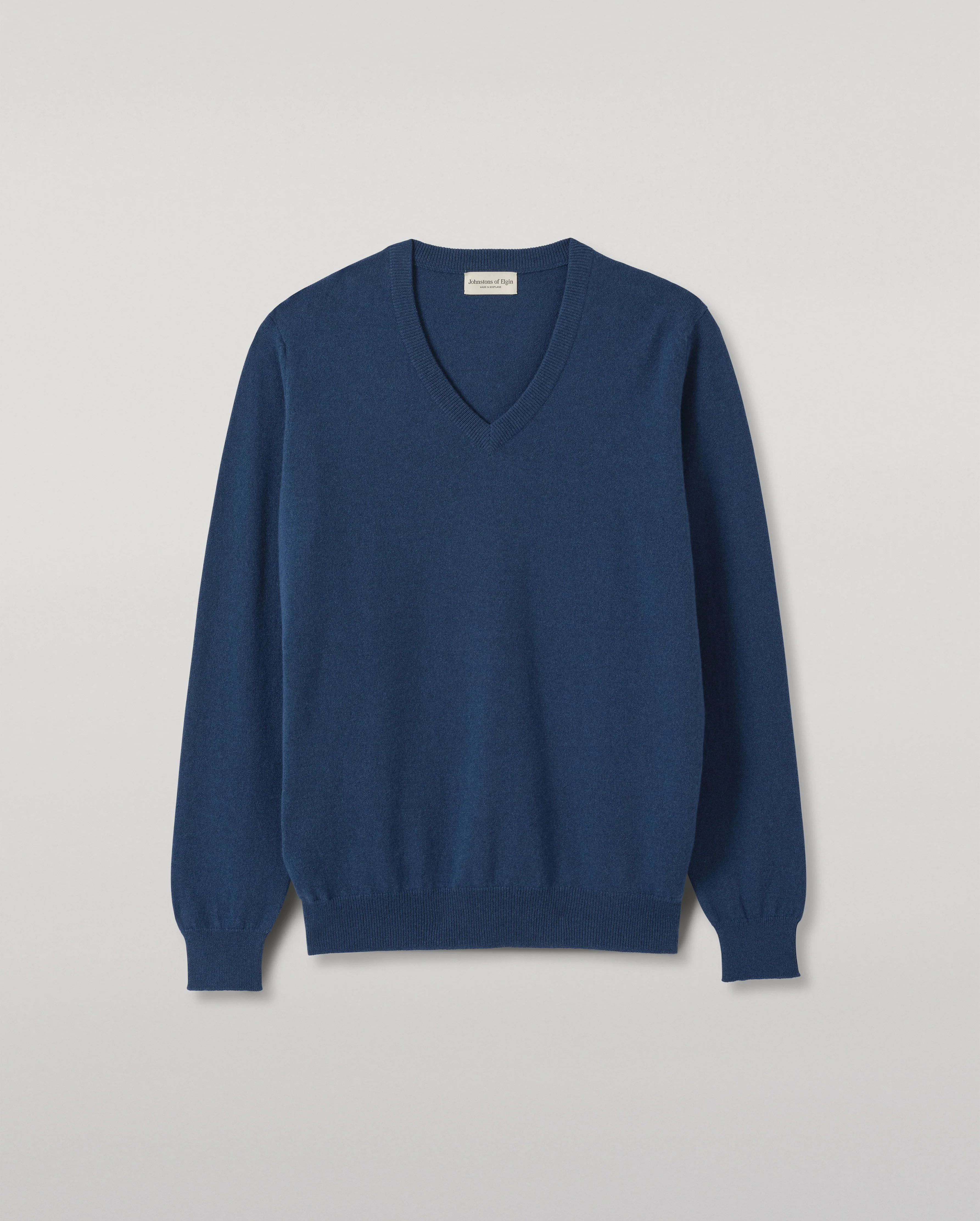 Reuben Blue Cashmere V Neck Jumper - Image 2