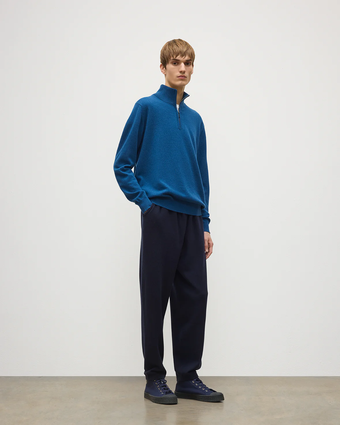 Reuben Blue Cashmere Zip Neck Jumper - Image 3