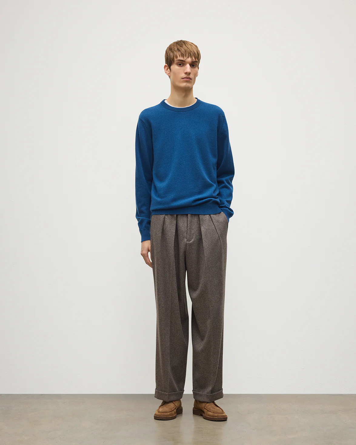 Reuben Blue Cashmere Crew Jumper