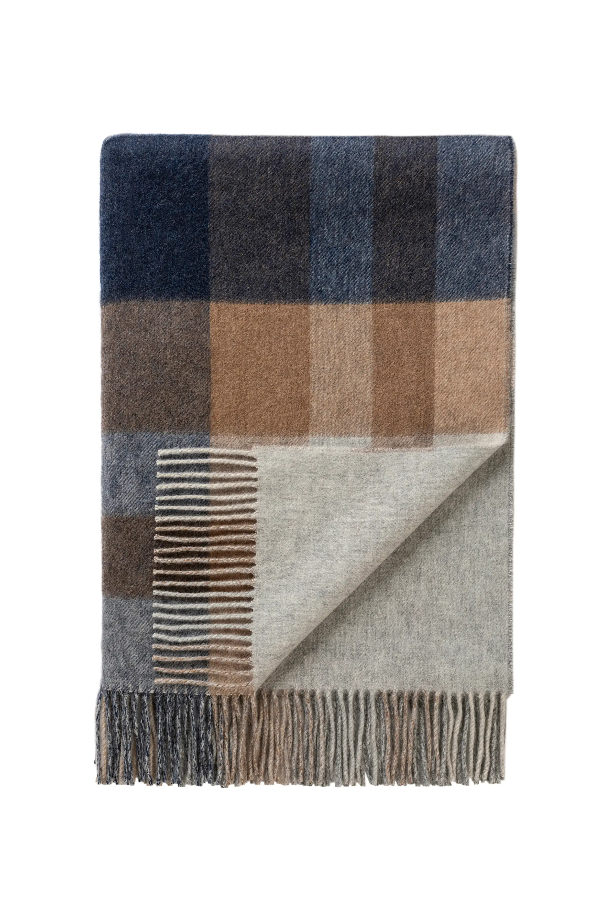 Check Reversible Cashmere Throw in Birch - Image 3