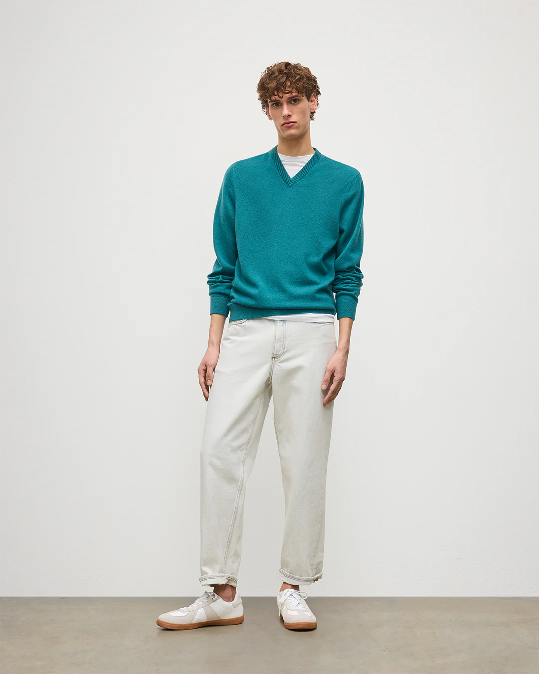 Rory Green Classic Cashmere V-Neck Jumper