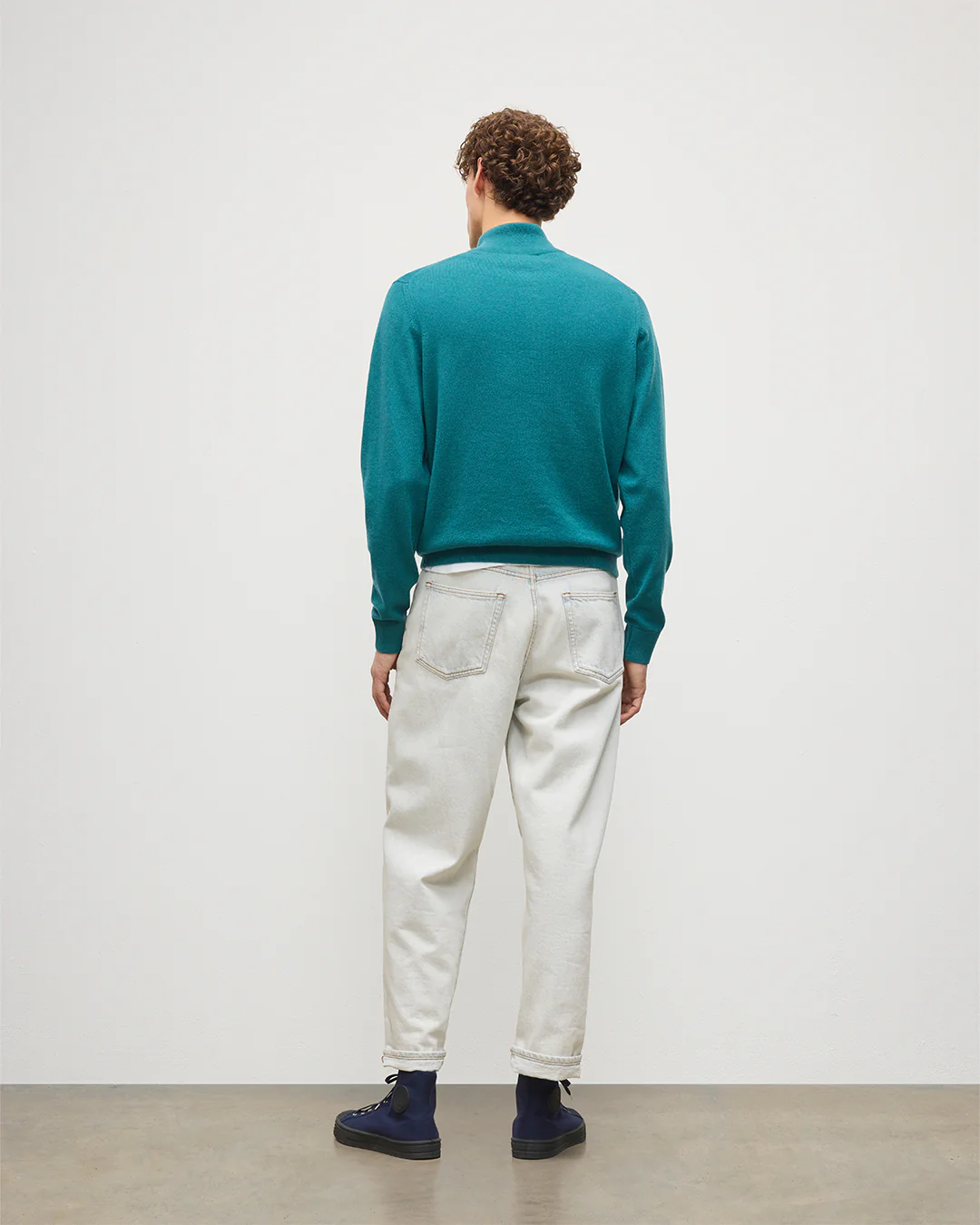 Rory Green & Grey Classic Cashmere Contrast Zip Neck Jumper - Image 4
