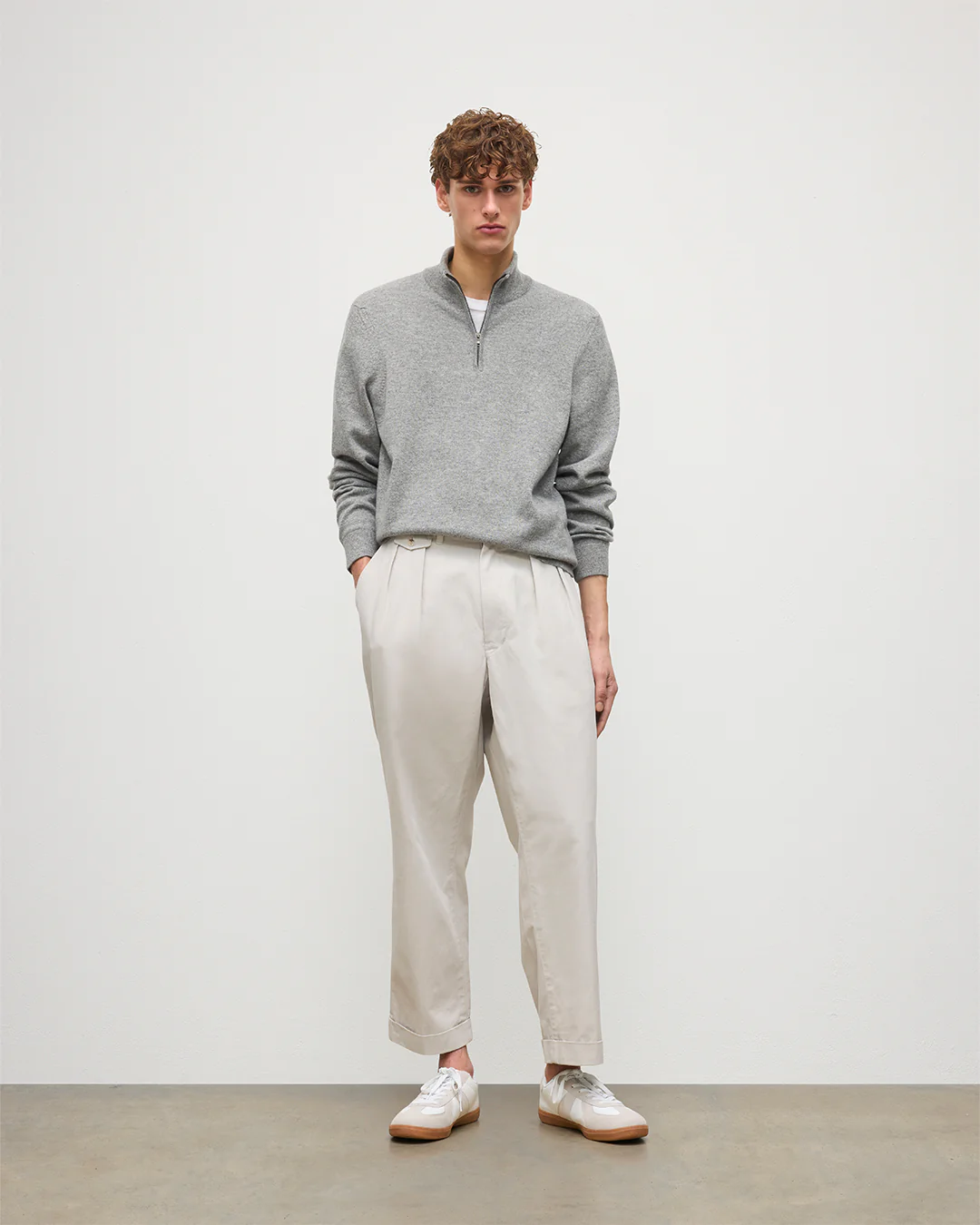 Rory Grey Classic Cashmere Zip Neck Jumper
