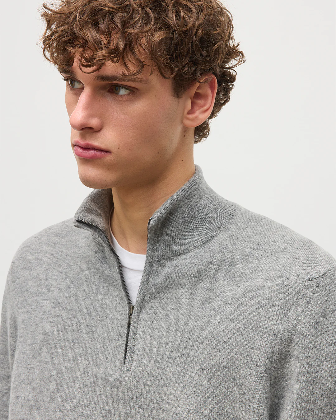 Rory Grey Classic Cashmere Zip Neck Jumper - Image 6