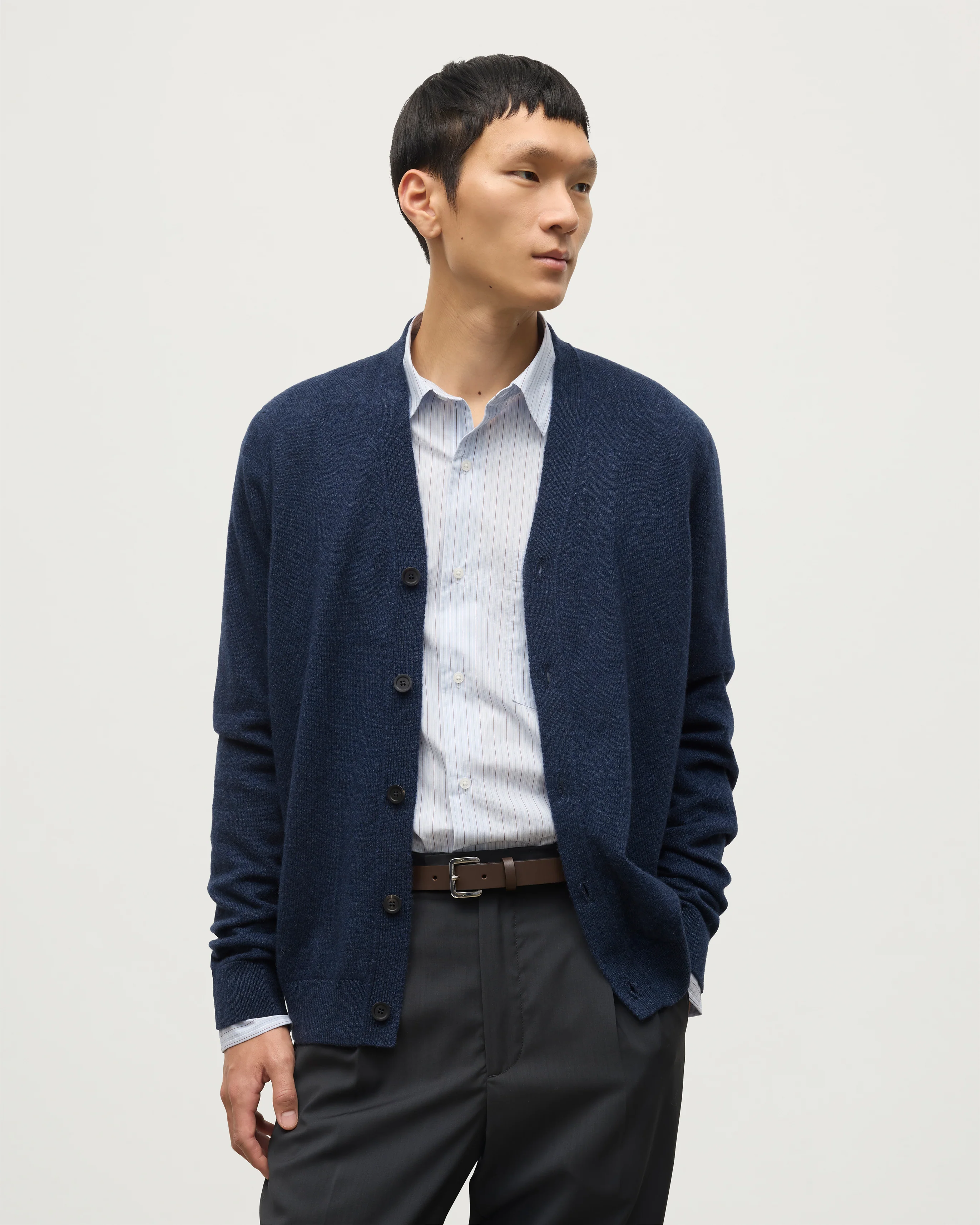 Rory Navy Classic Cashmere Cardigan - Image 5