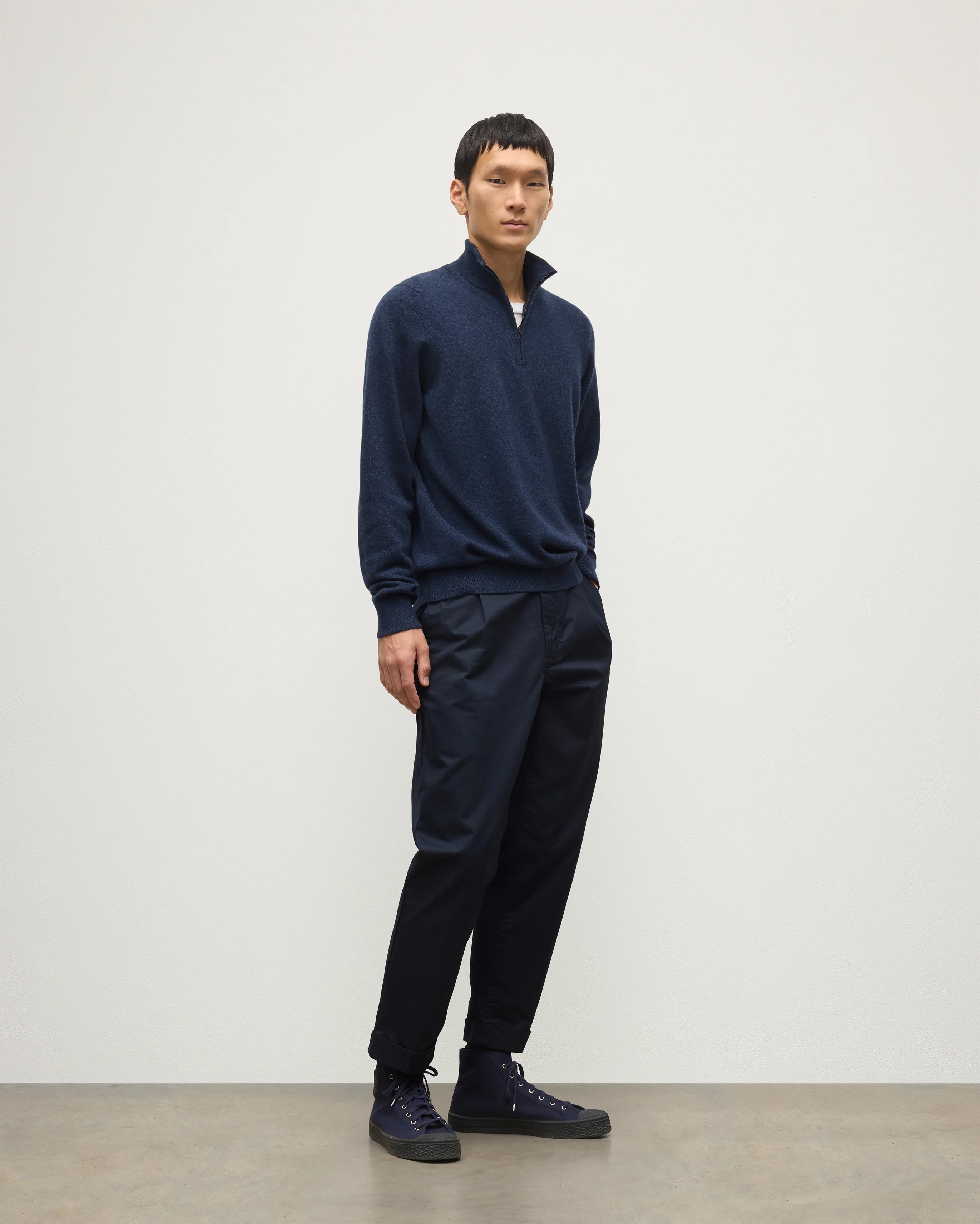 Rory Navy Classic Cashmere Zip Neck Jumper - Image 3