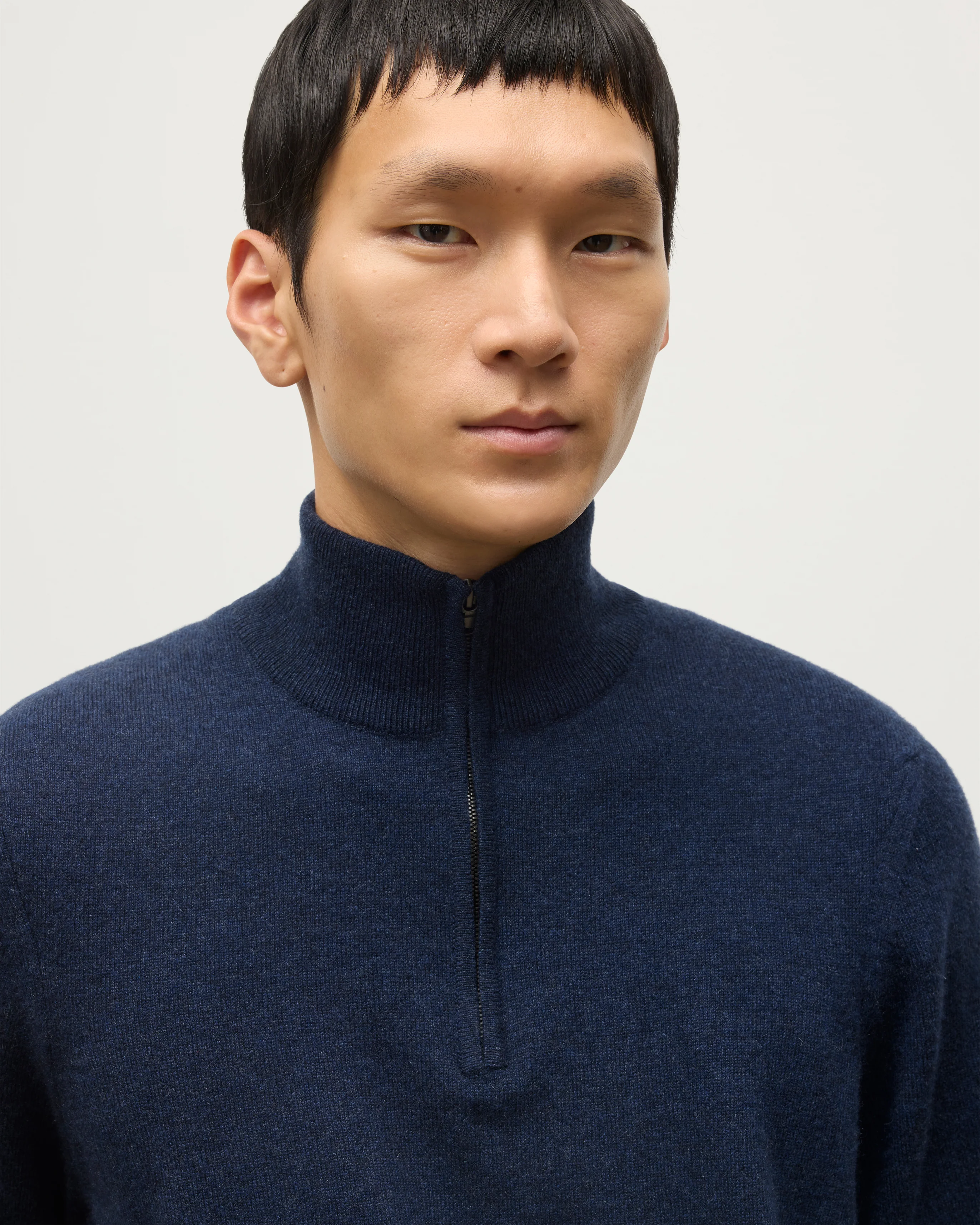 Rory Navy Classic Cashmere Zip Neck Jumper - Image 6