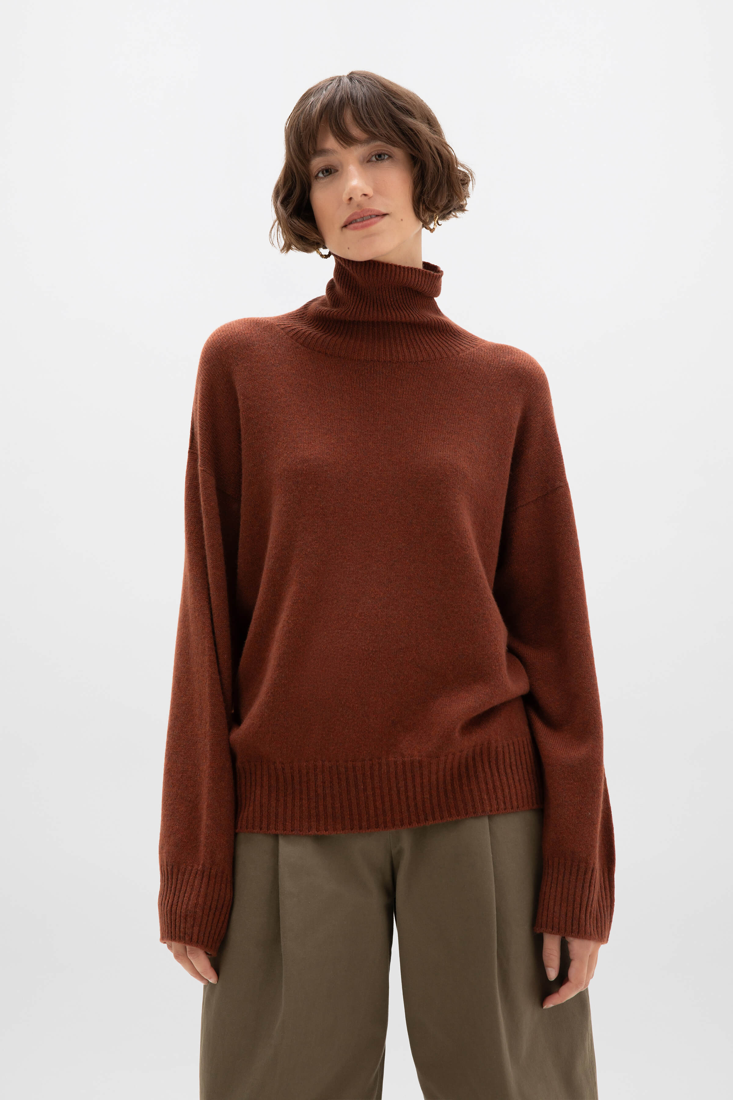 Gauzy Cashmere Roll Neck Red Jumper - Image 2