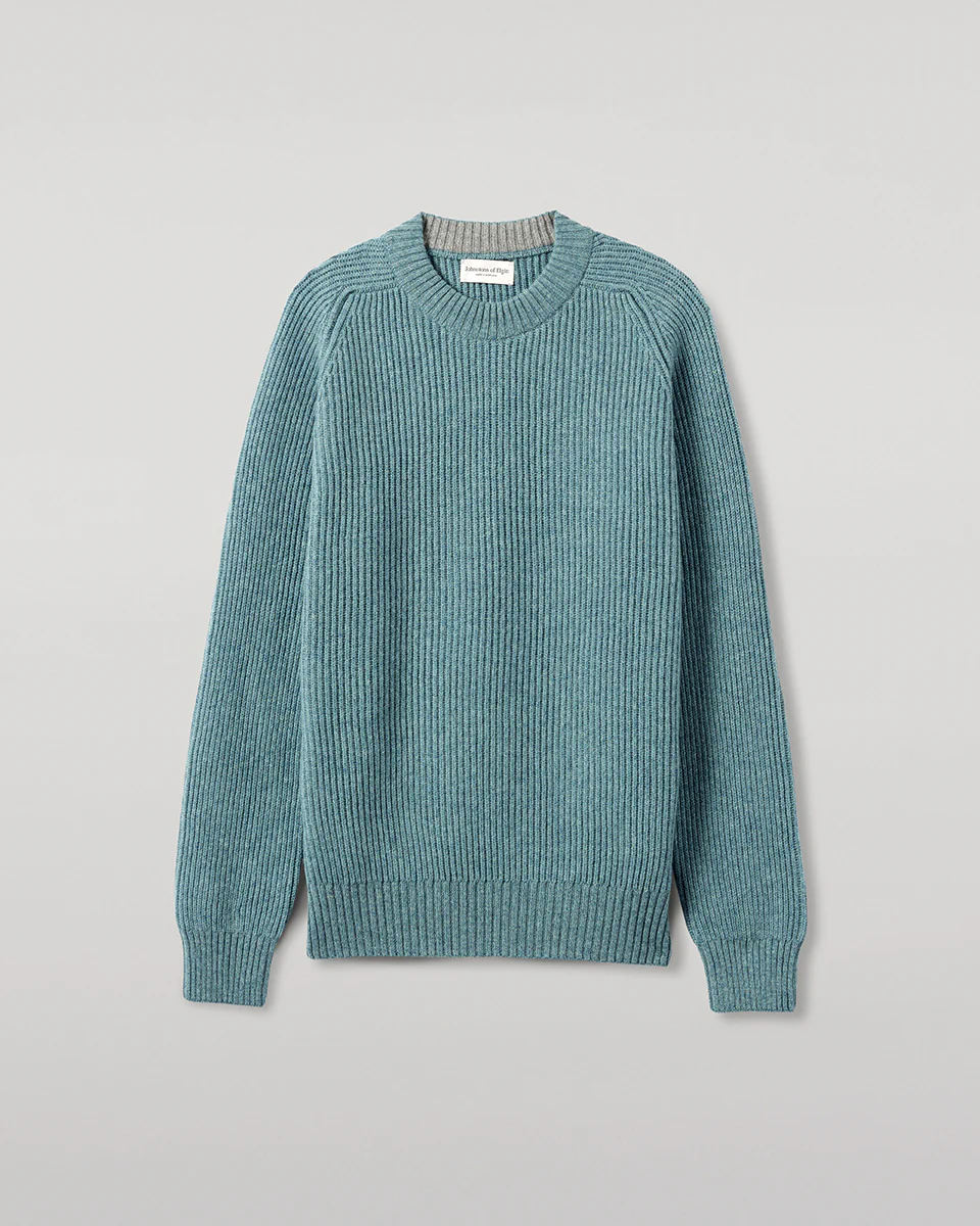 Contrast Neck Green Cashmere Jumper - Image 2