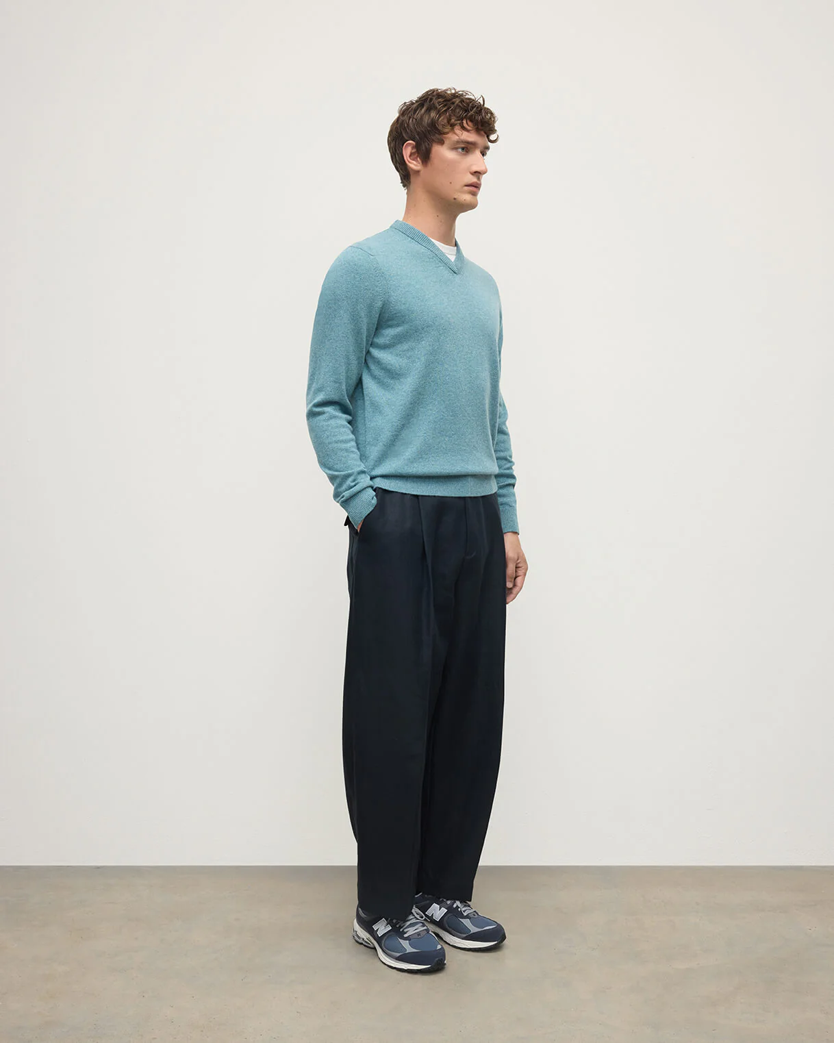 Green Cashmere V-Neck Jumper - Image 3