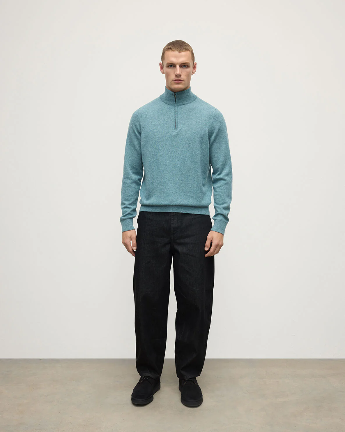 Cashmere Green Zip Neck Jumper