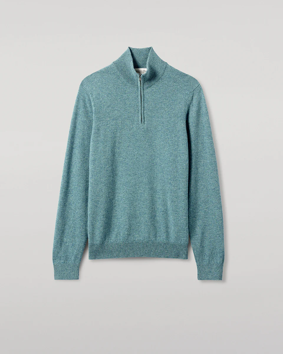 Cashmere Green Zip Neck Jumper - Image 2