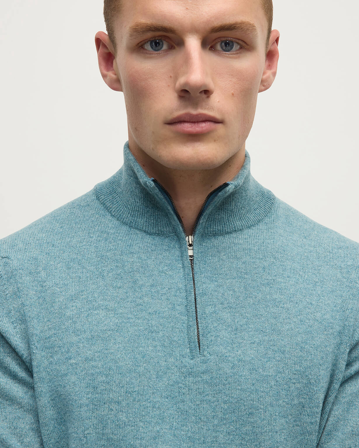 Cashmere Green Zip Neck Jumper - Image 5
