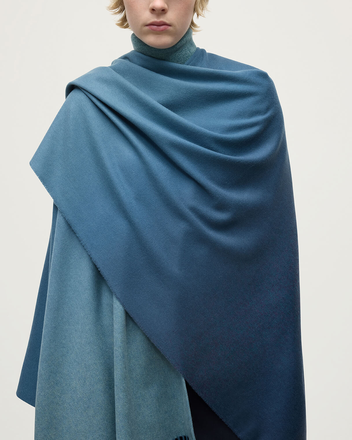 Blue Ombré Cashmere Cape - Image 5