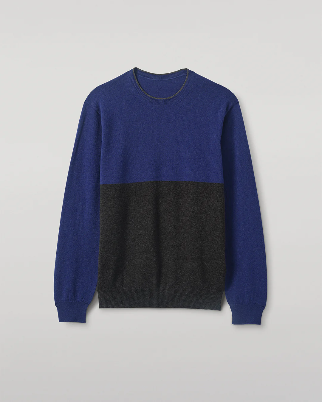 Shaded Charcoal & Blue Colour Block Cashmere Jumper - Image 2
