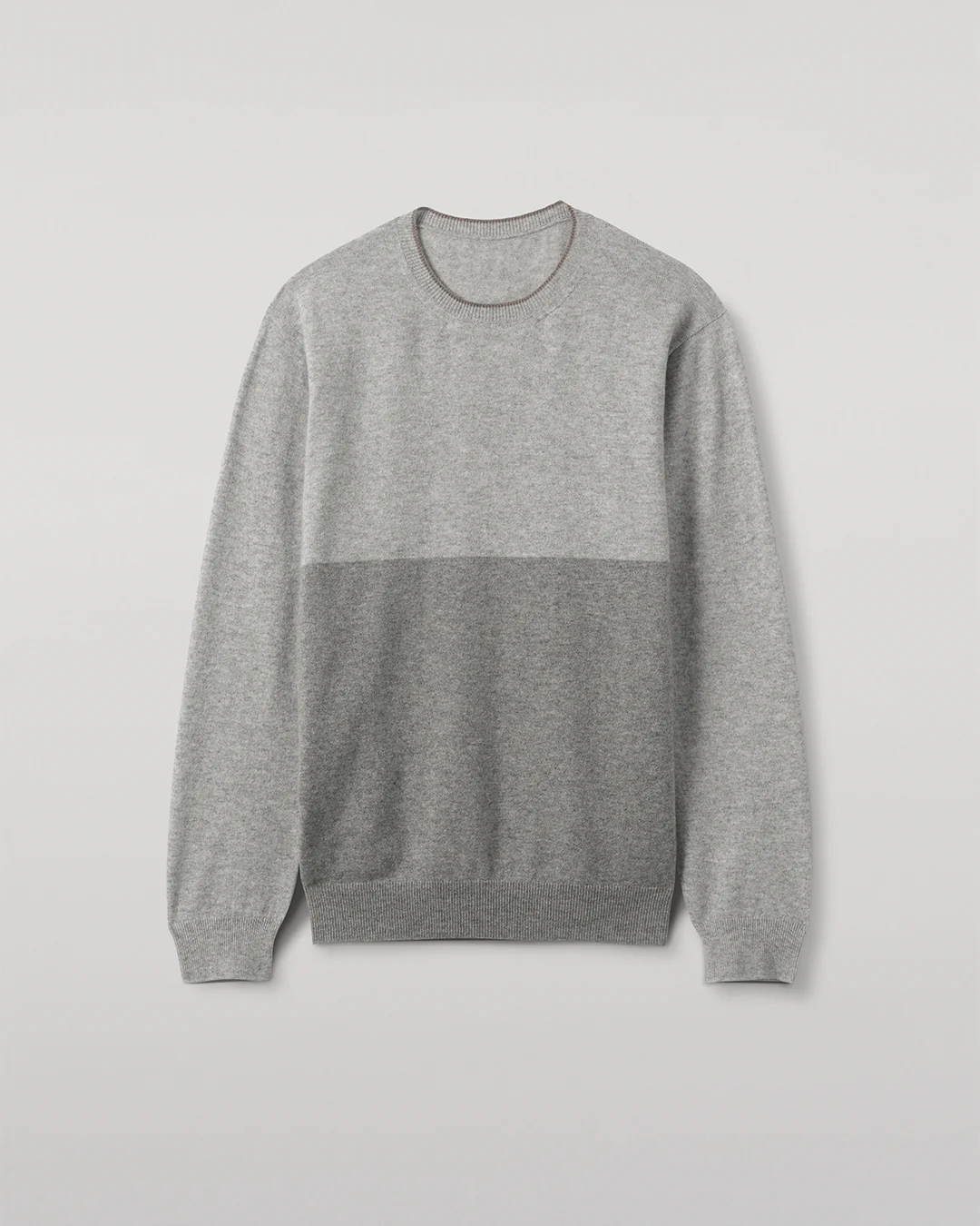 Shaded Grey Colour Block Cashmere Jumper - Image 2