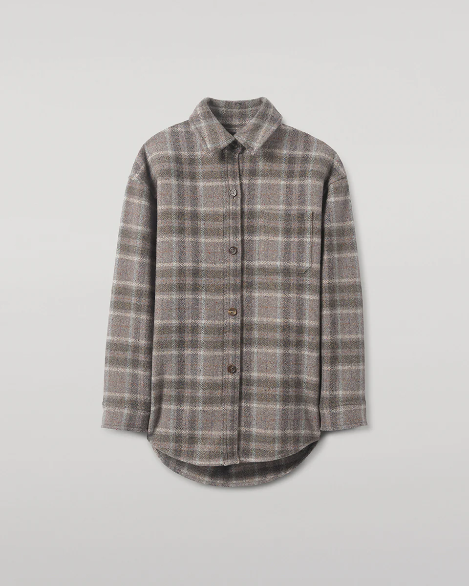 Slate Tweed Check Oversized Shirt - Image 2