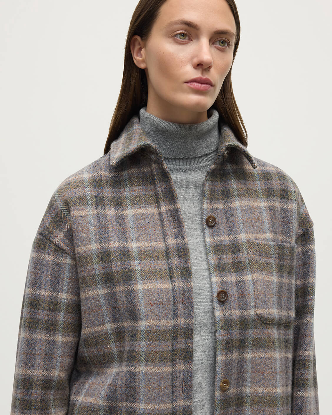 Slate Tweed Check Oversized Shirt - Image 5