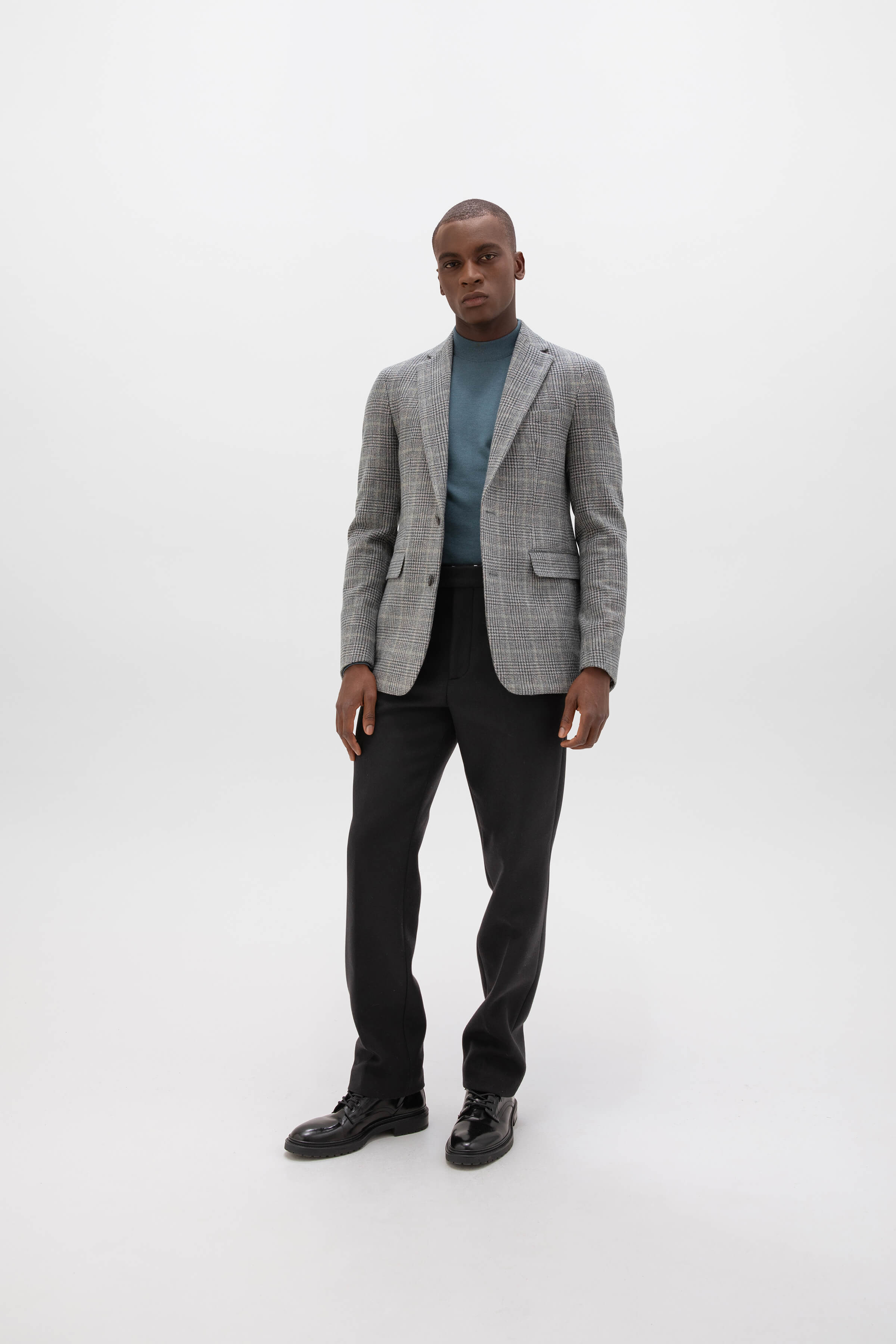Mock Turtle Neck Blue Merino Jumper - Image 4