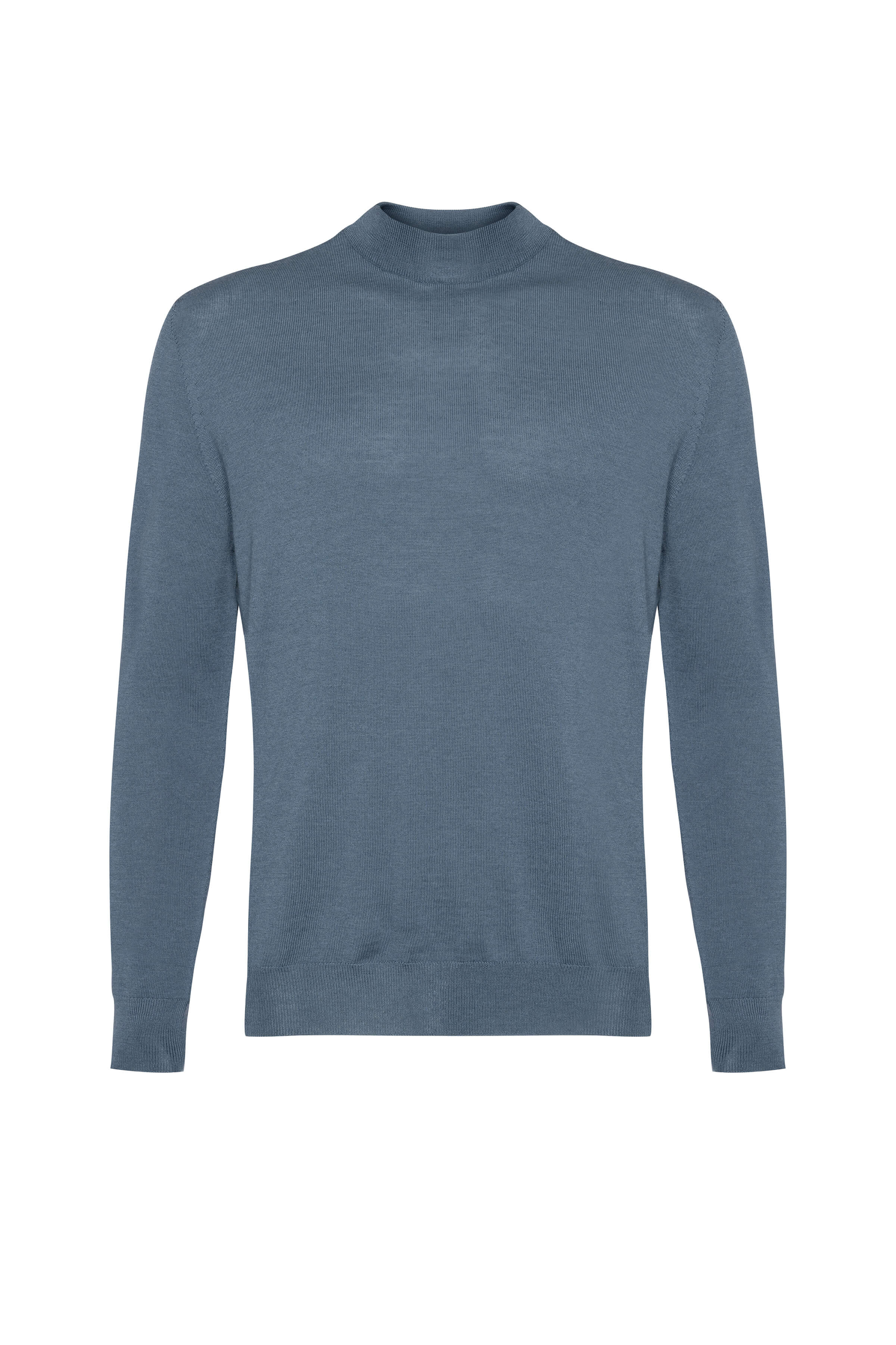 Mock Turtle Neck Blue Merino Jumper - Image 5