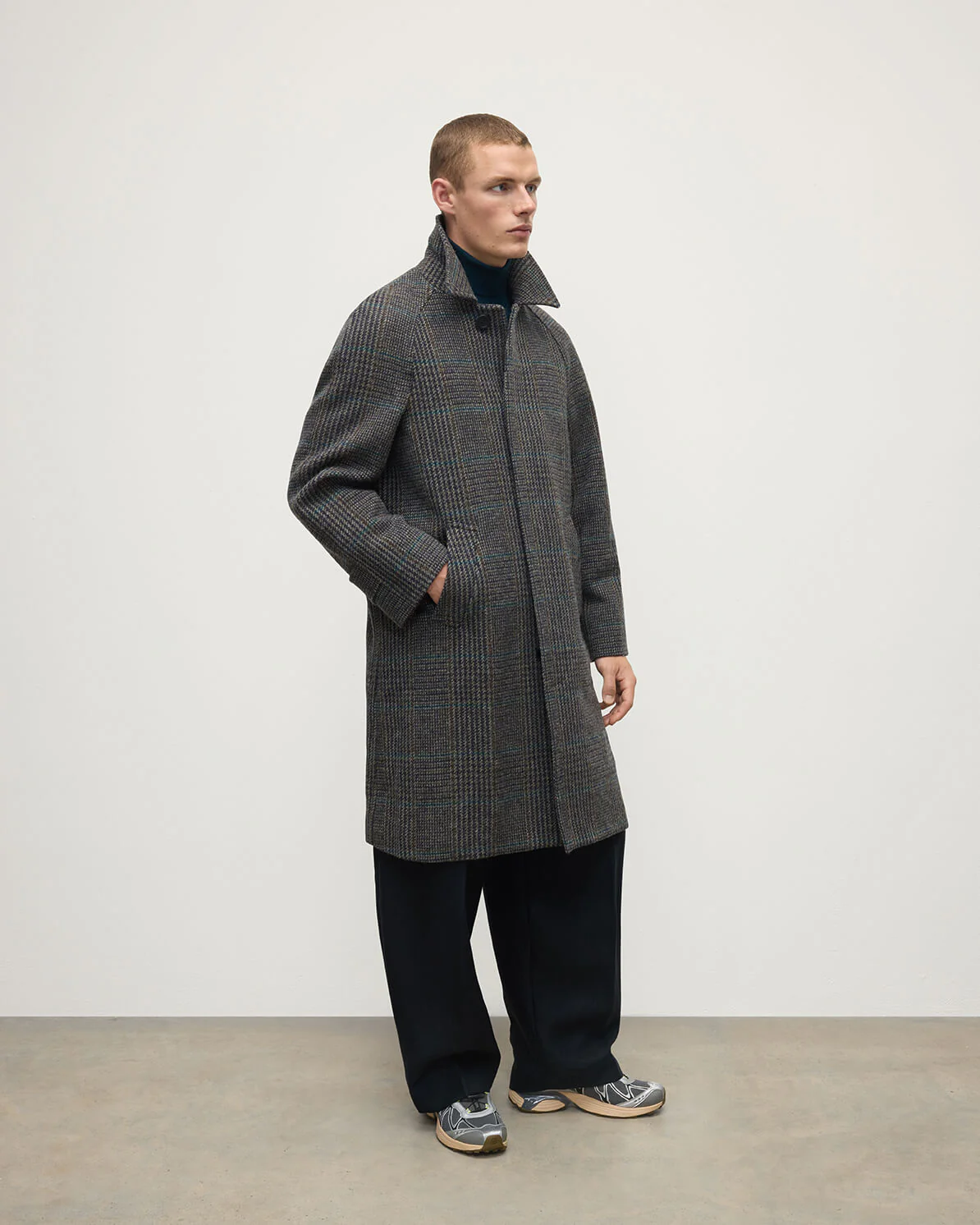 'The Balmacaan' Coat | Dark Slate Check - Image 3
