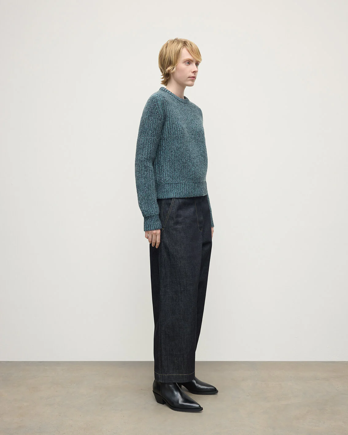 High Neck Donegal Cashmere Blue Jumper - Image 3