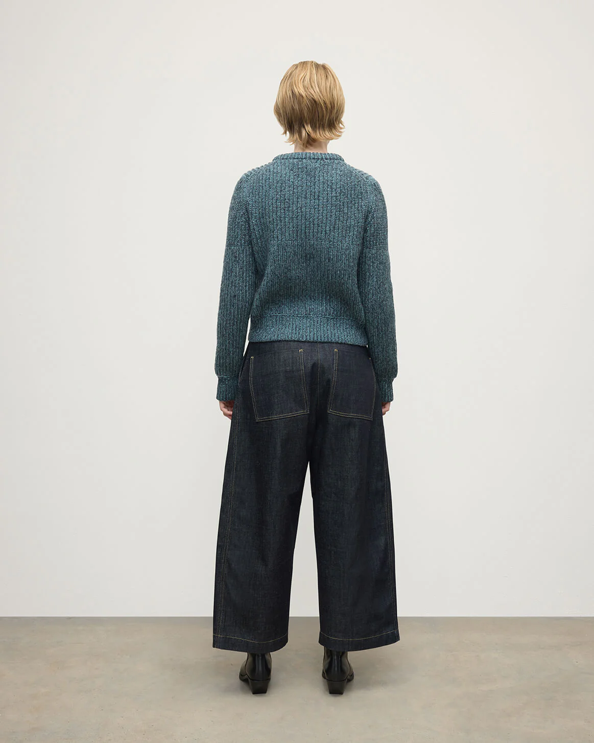 High Neck Donegal Cashmere Blue Jumper - Image 4