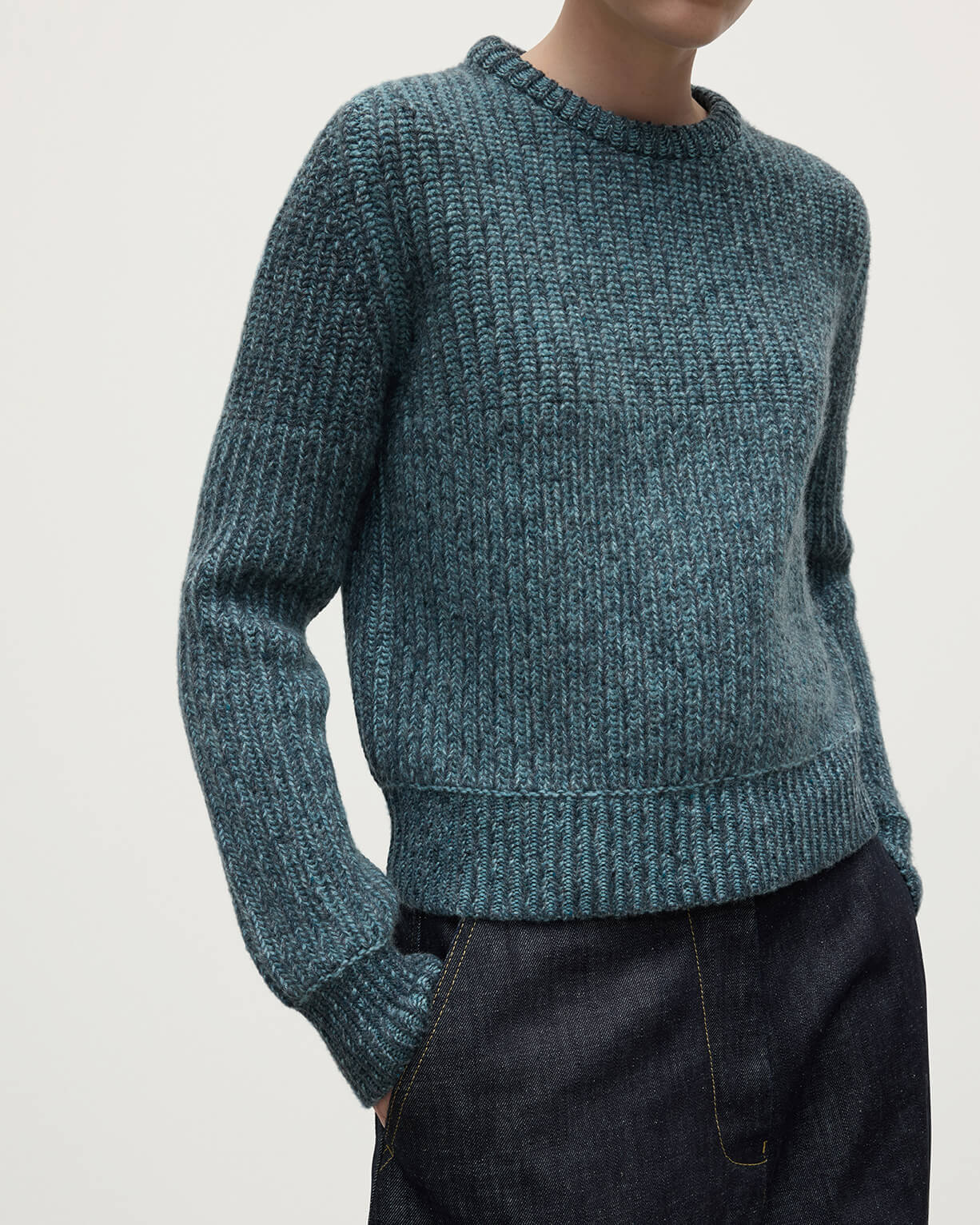 High Neck Donegal Cashmere Blue Jumper - Image 5