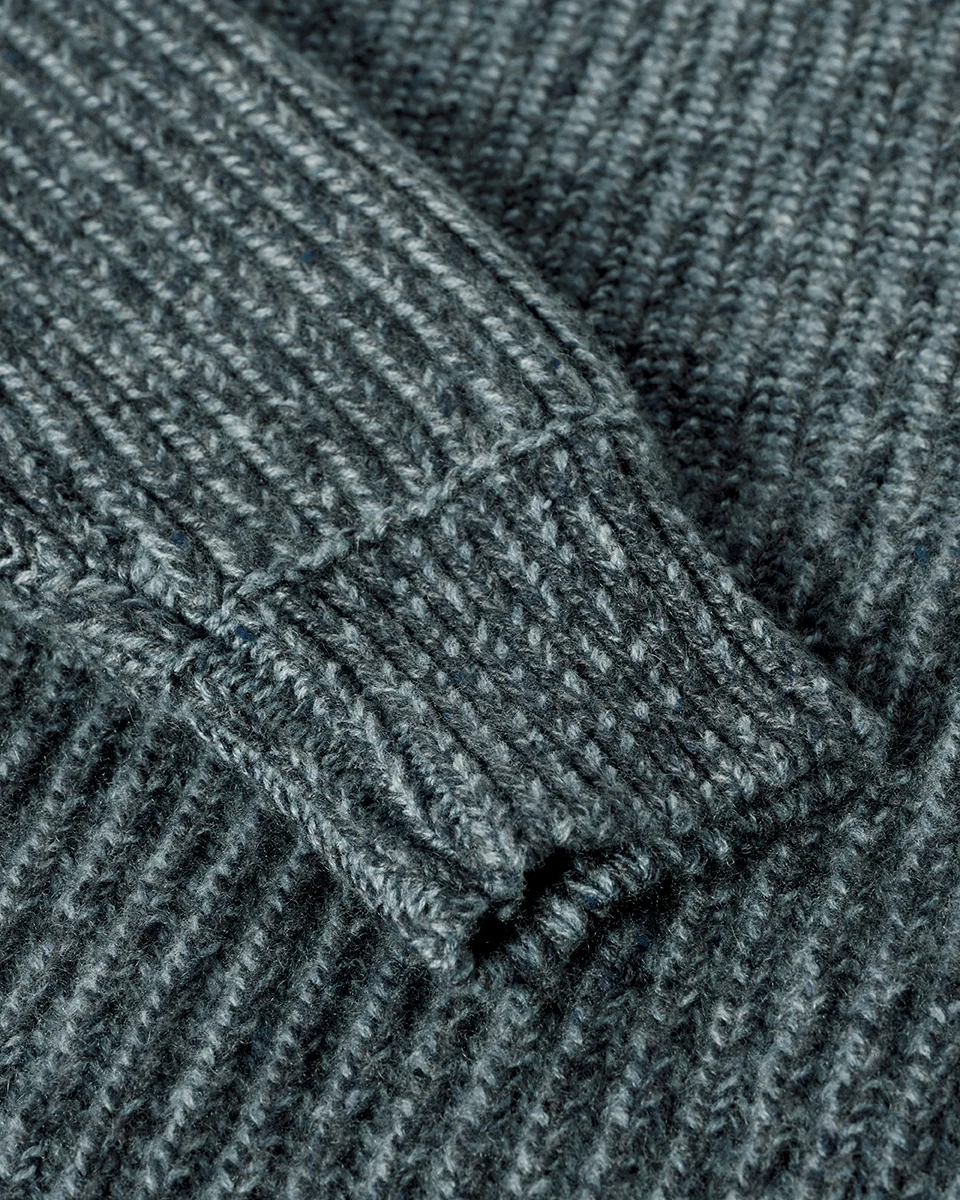 High Neck Donegal Cashmere Blue Jumper - Image 6