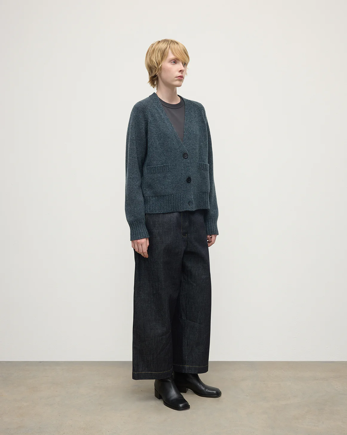 Donegal Cashmere Blue V Neck Cardigan - Image 3