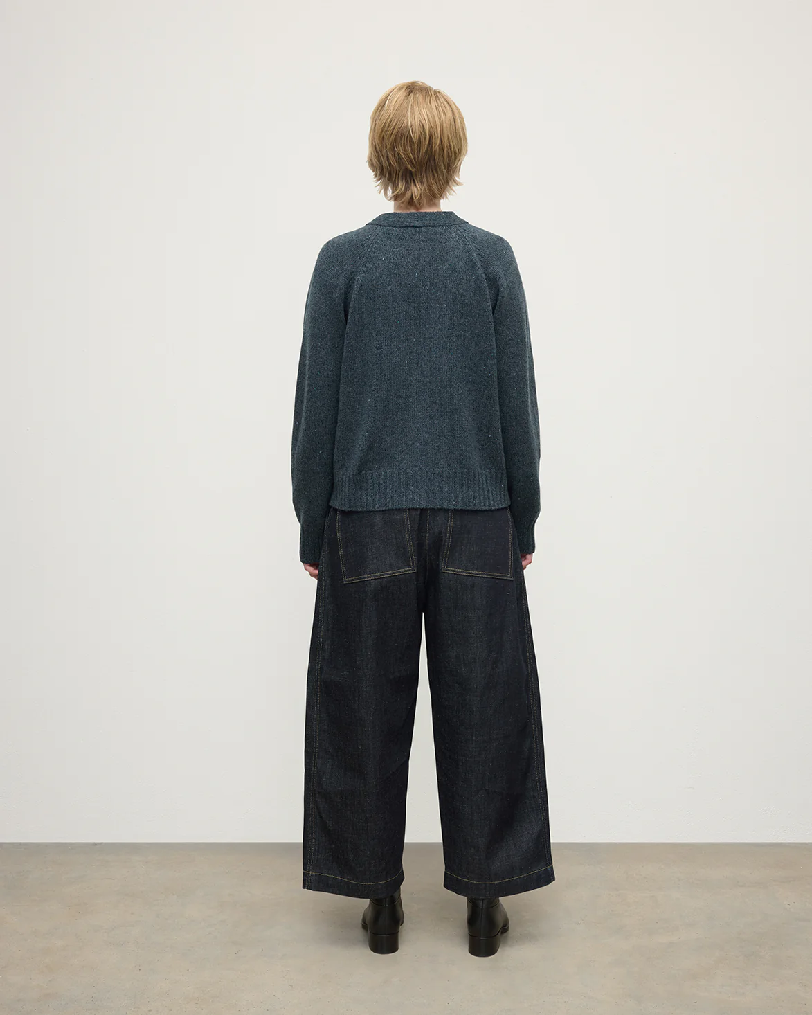 Donegal Cashmere Blue V Neck Cardigan - Image 4