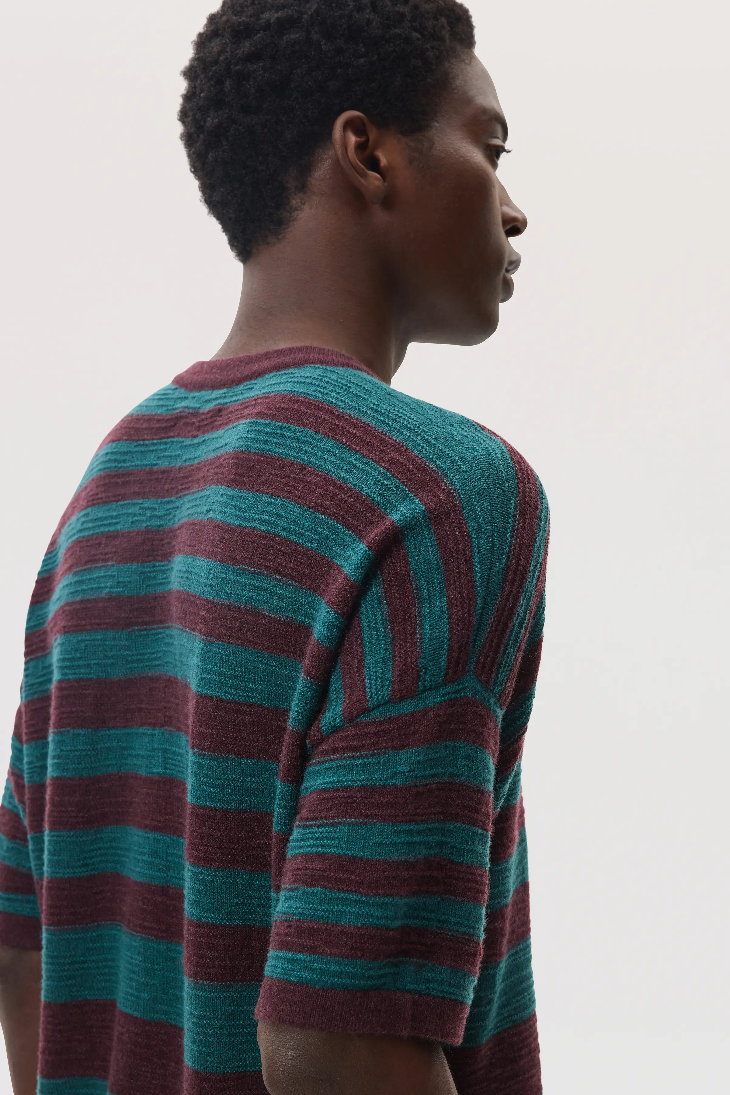Textured Stripe Oversized Cashmere T-Shirt - Image 6