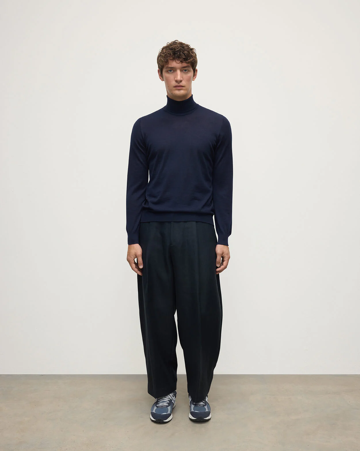 Superfine Cashmere Dark Navy Roll Neck Jumper