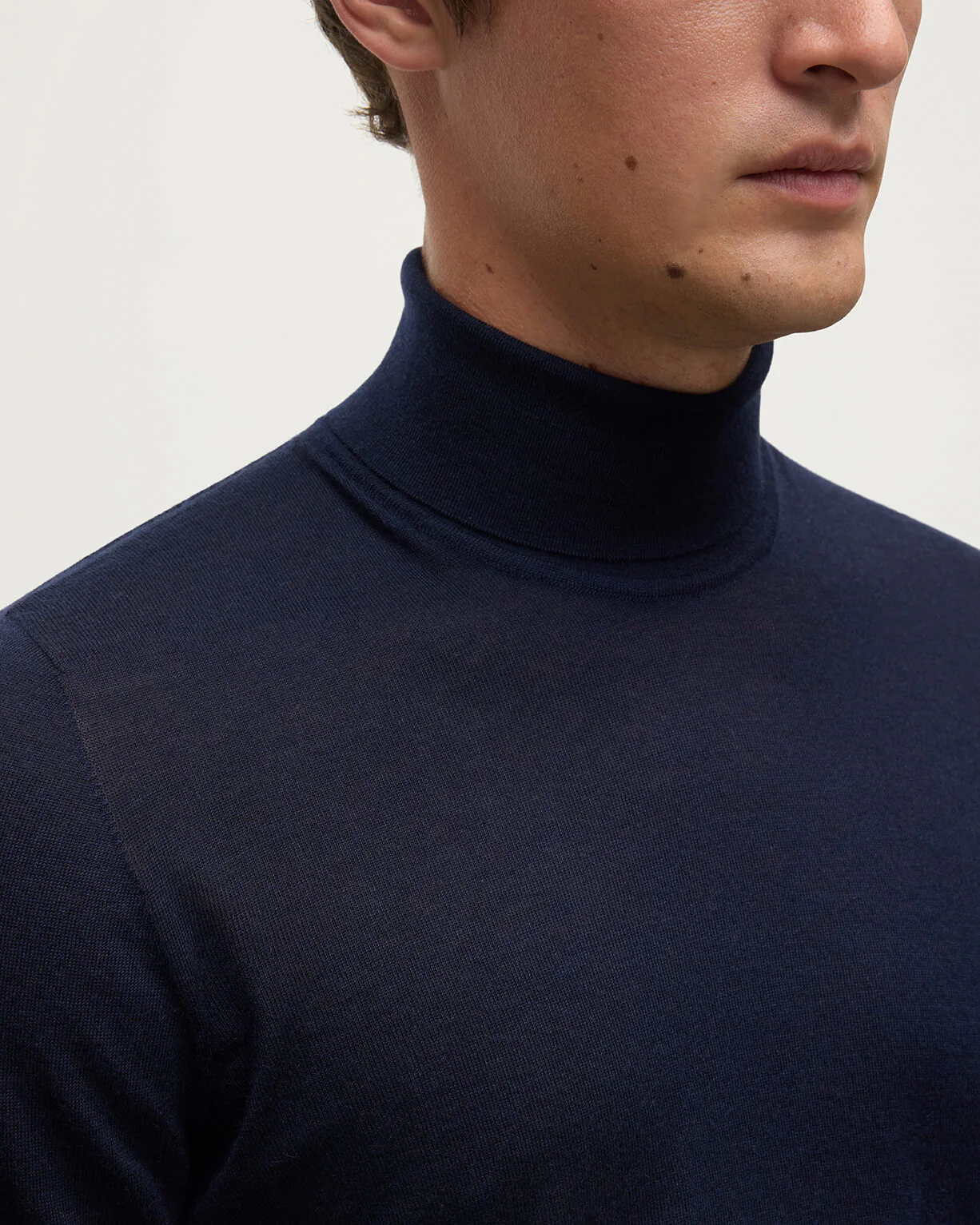 Superfine Cashmere Dark Navy Roll Neck Jumper - Image 5
