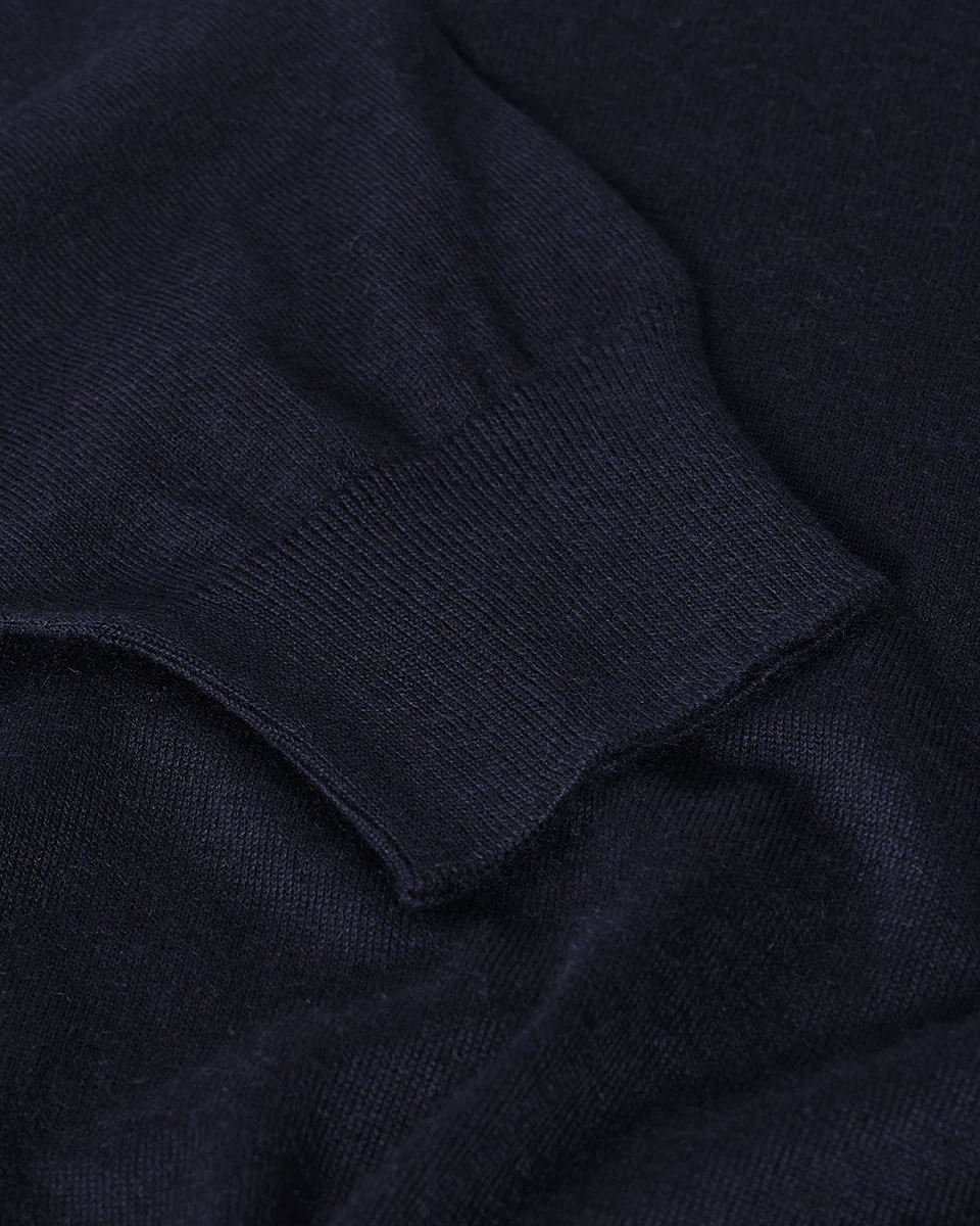 Superfine Cashmere Dark Navy Roll Neck Jumper - Image 6