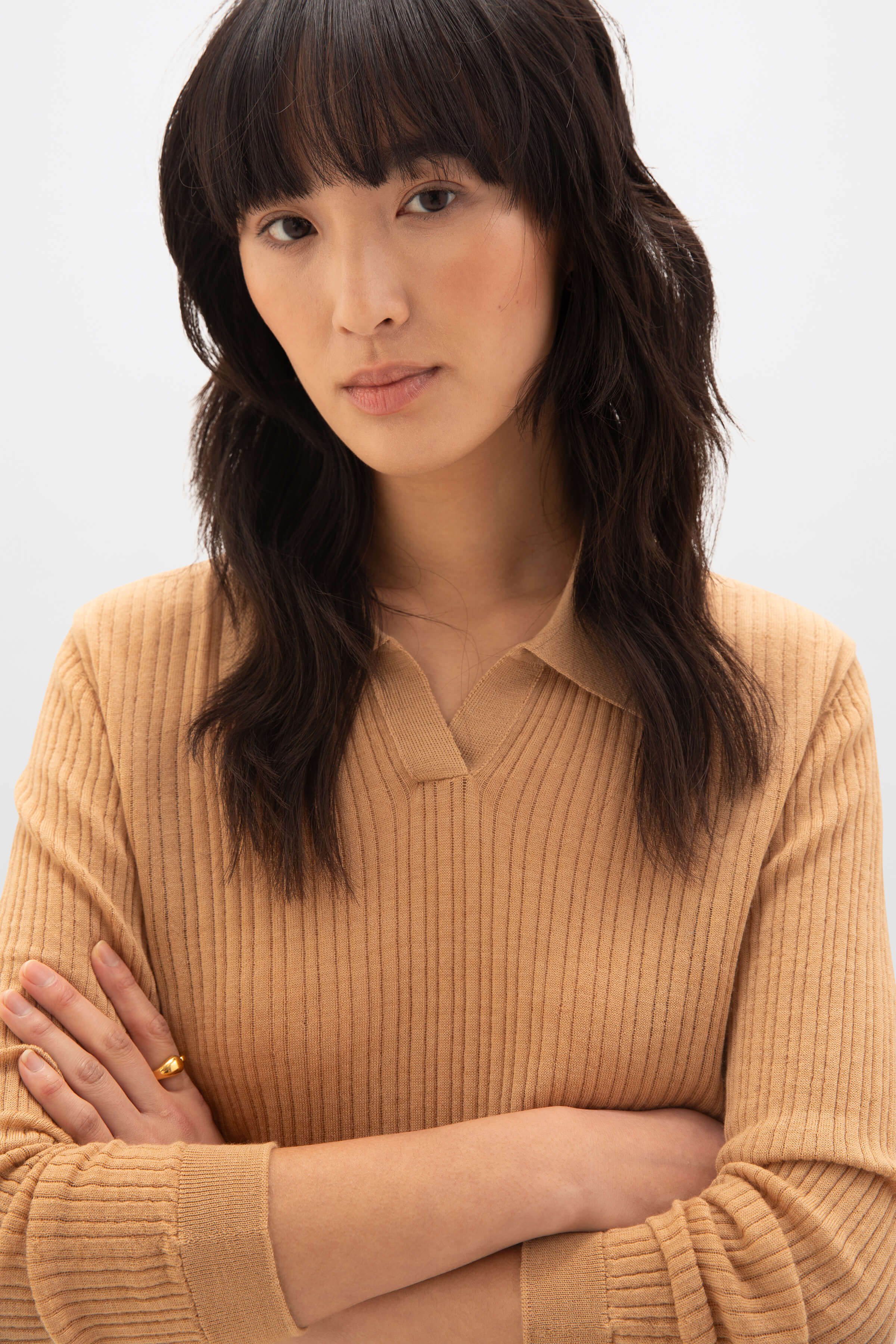 Superfine Merino Ladder Rib Polo Shirt - Image 2