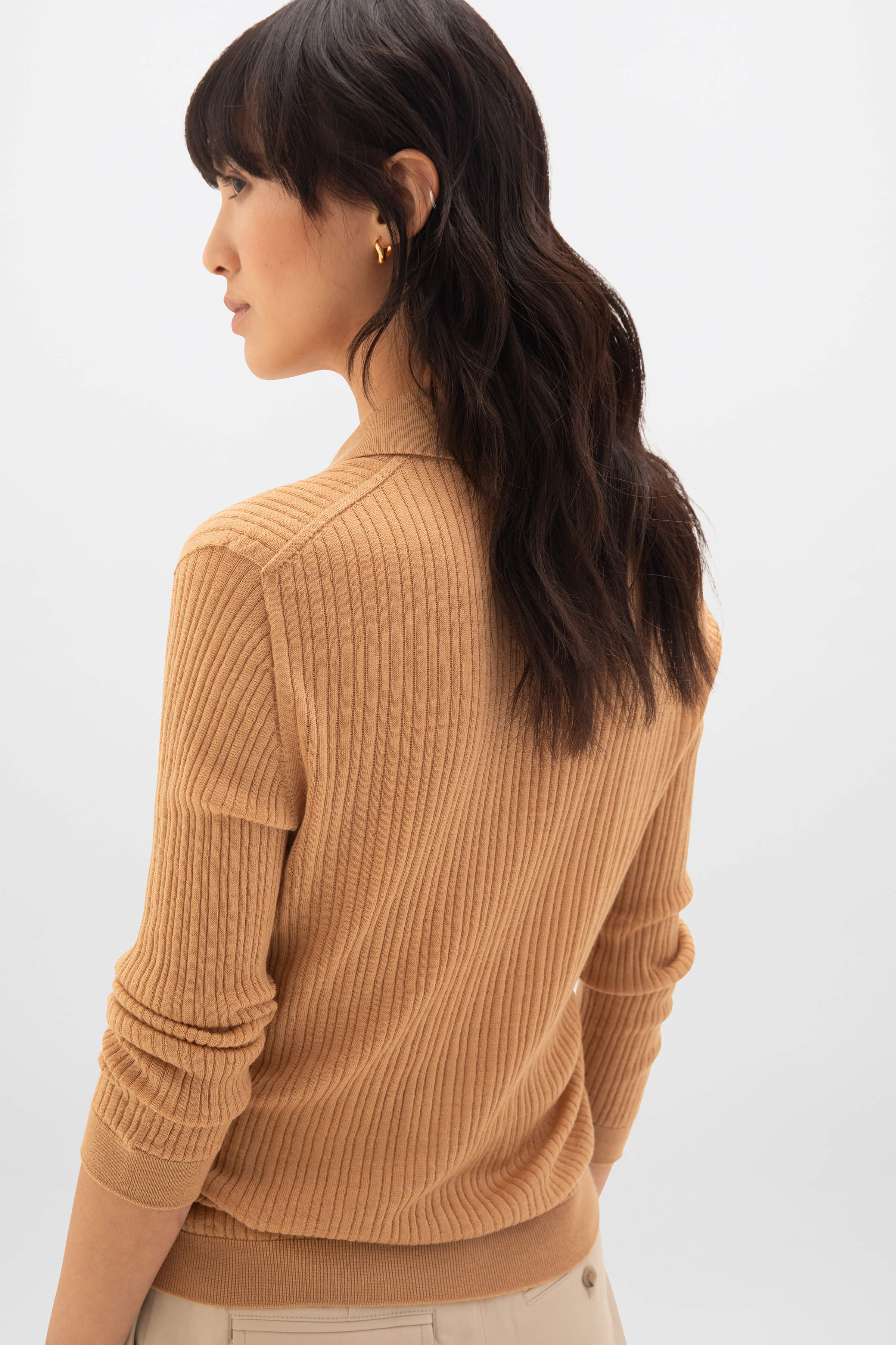 Superfine Merino Ladder Rib Polo Shirt - Image 4