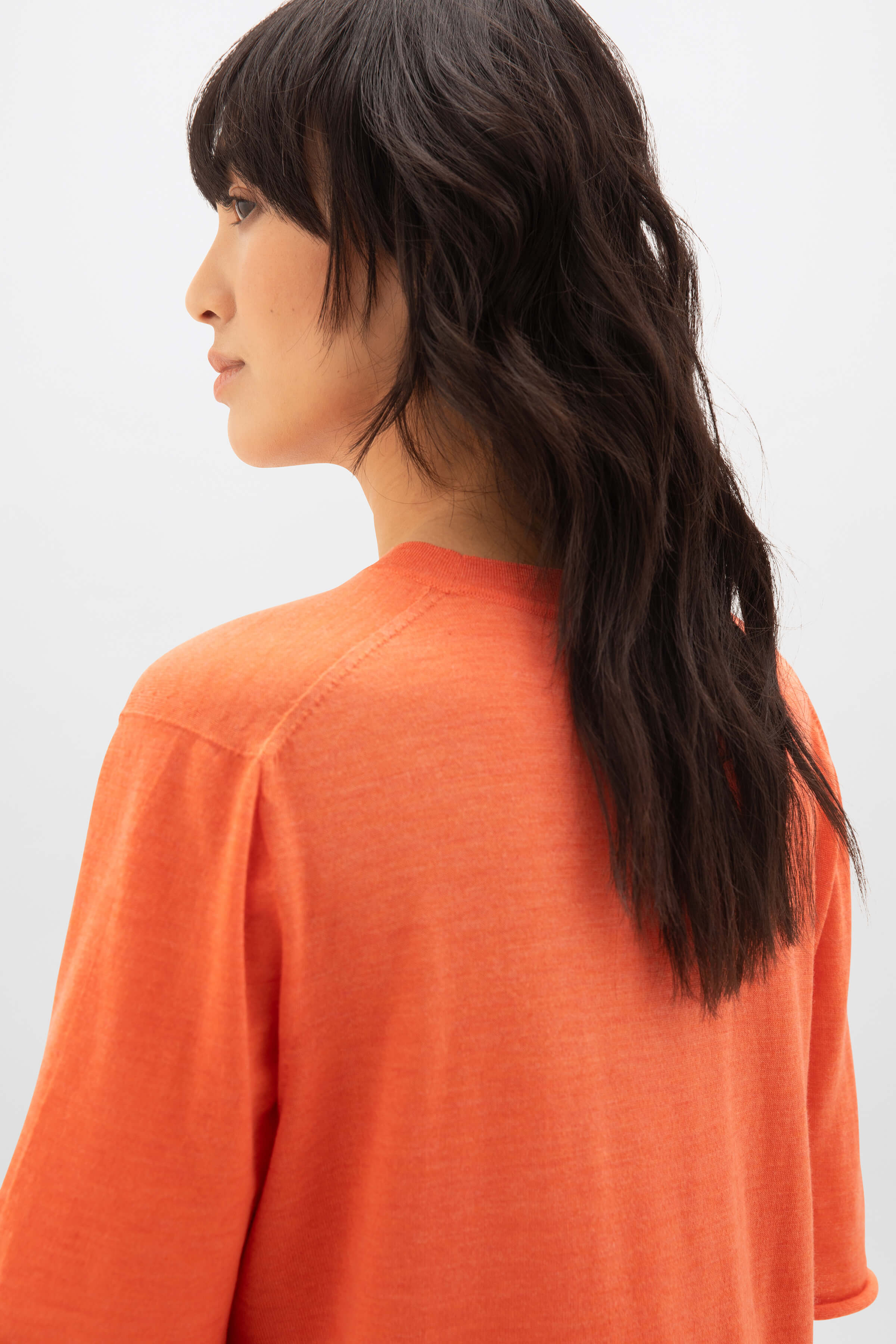 Superfine Merino Scoop Neck Orange T-Shirt - Image 3