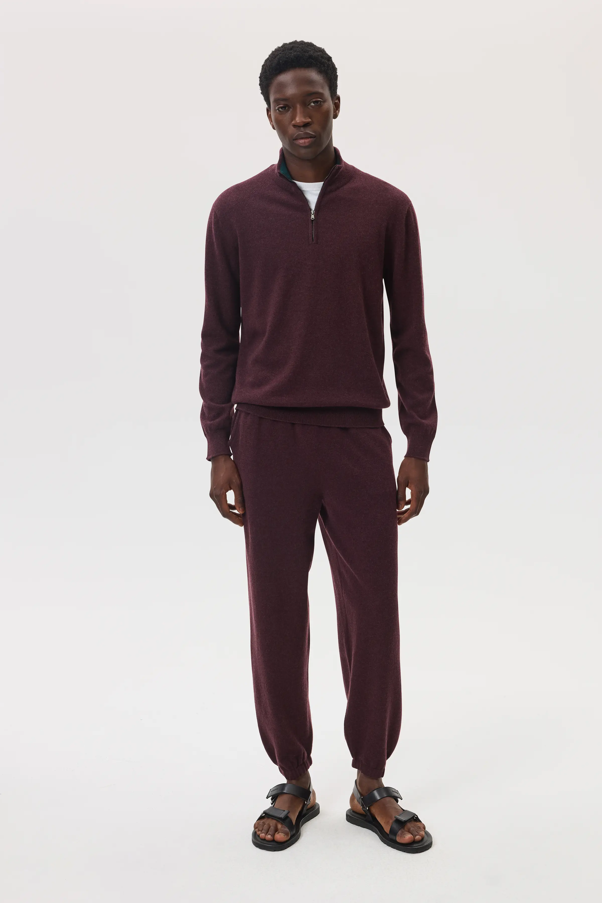 Deep Red Tapered Cashmere Joggers